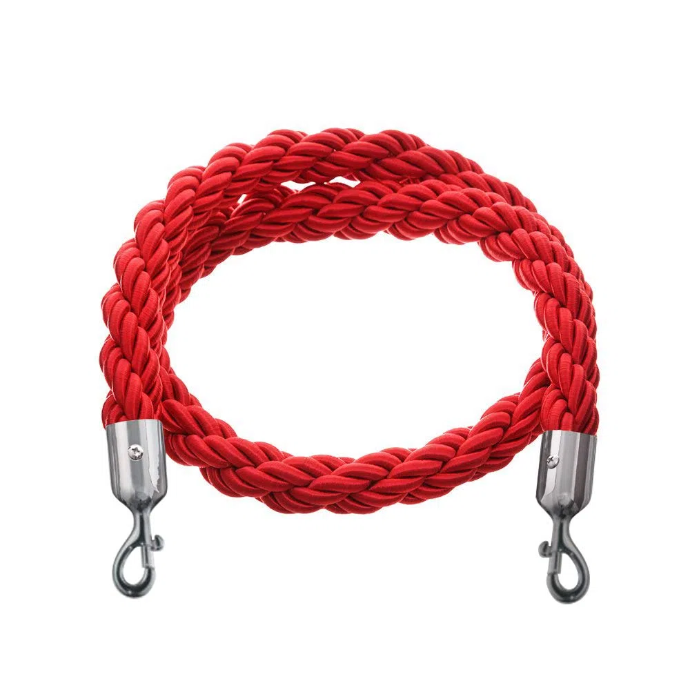 Set da 2 pezzi FLEXIBARRIER Sistema di controllo della folla con cordone -Basic- (Argento) Supporto per cordone/Supporto per barriera (2 pali + 1 cordone rosso)
