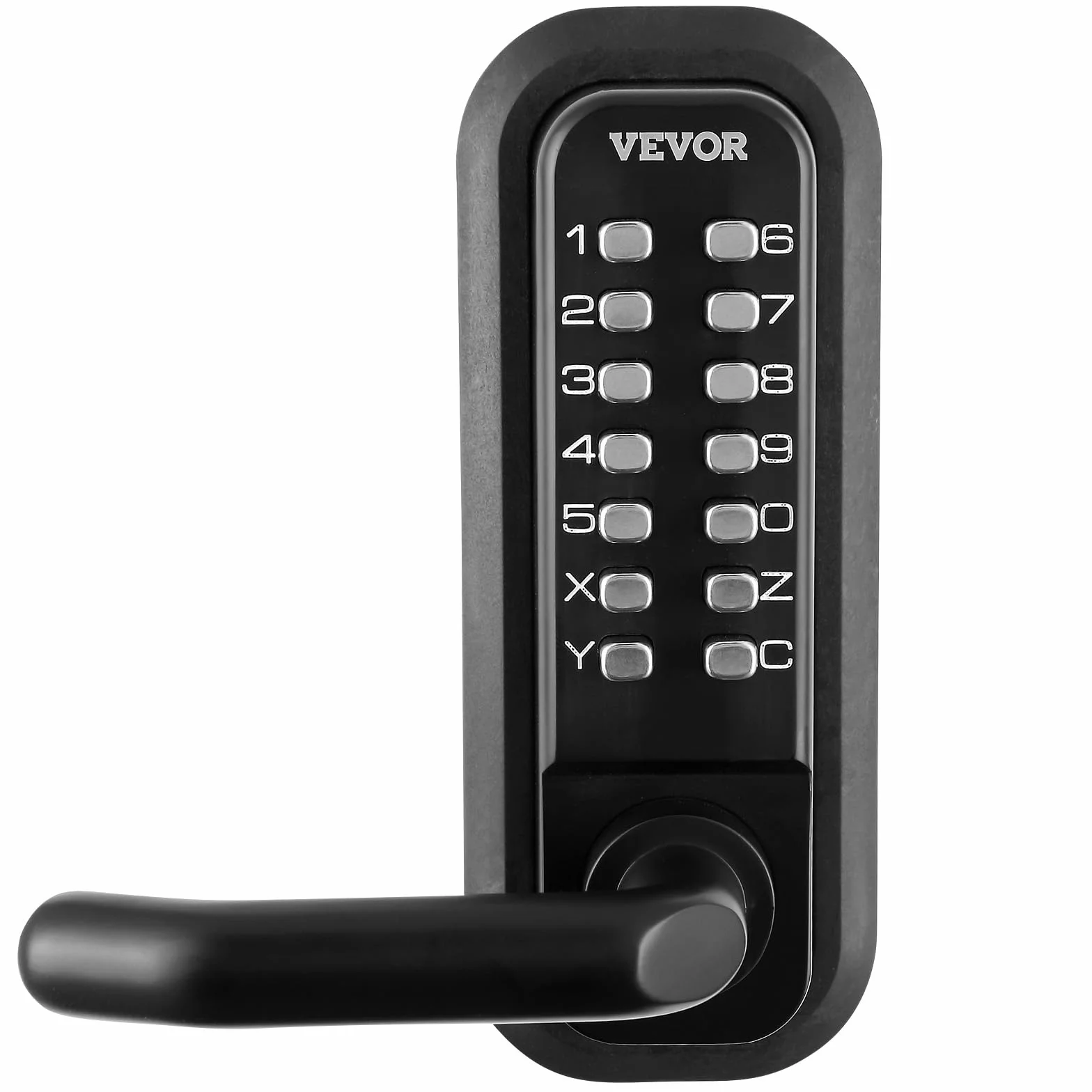 VEVOR Serratura Meccanica per Porta d'Ingresso Senza Chiave, Tastiera a 14 Cifre, Serrature per Cancelli Esterni Incorporate con Tastiera e Maniglia Lega di Zinco per Giardino Garage Capannone Cortile