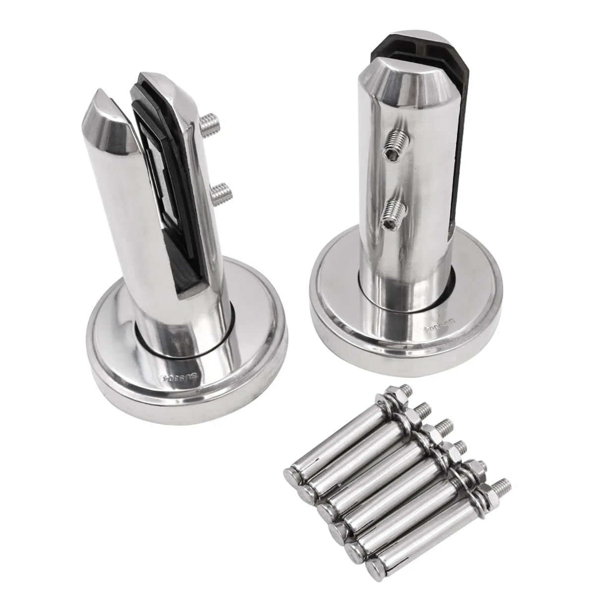 Set di 2 montanti in vetro di alta qualità in acciaio inox 304, 8-12 mm, montaggio a pavimento, recinzione piscina, giardino, morsetto per recinzione, coni rotondi, balaustra, supporti