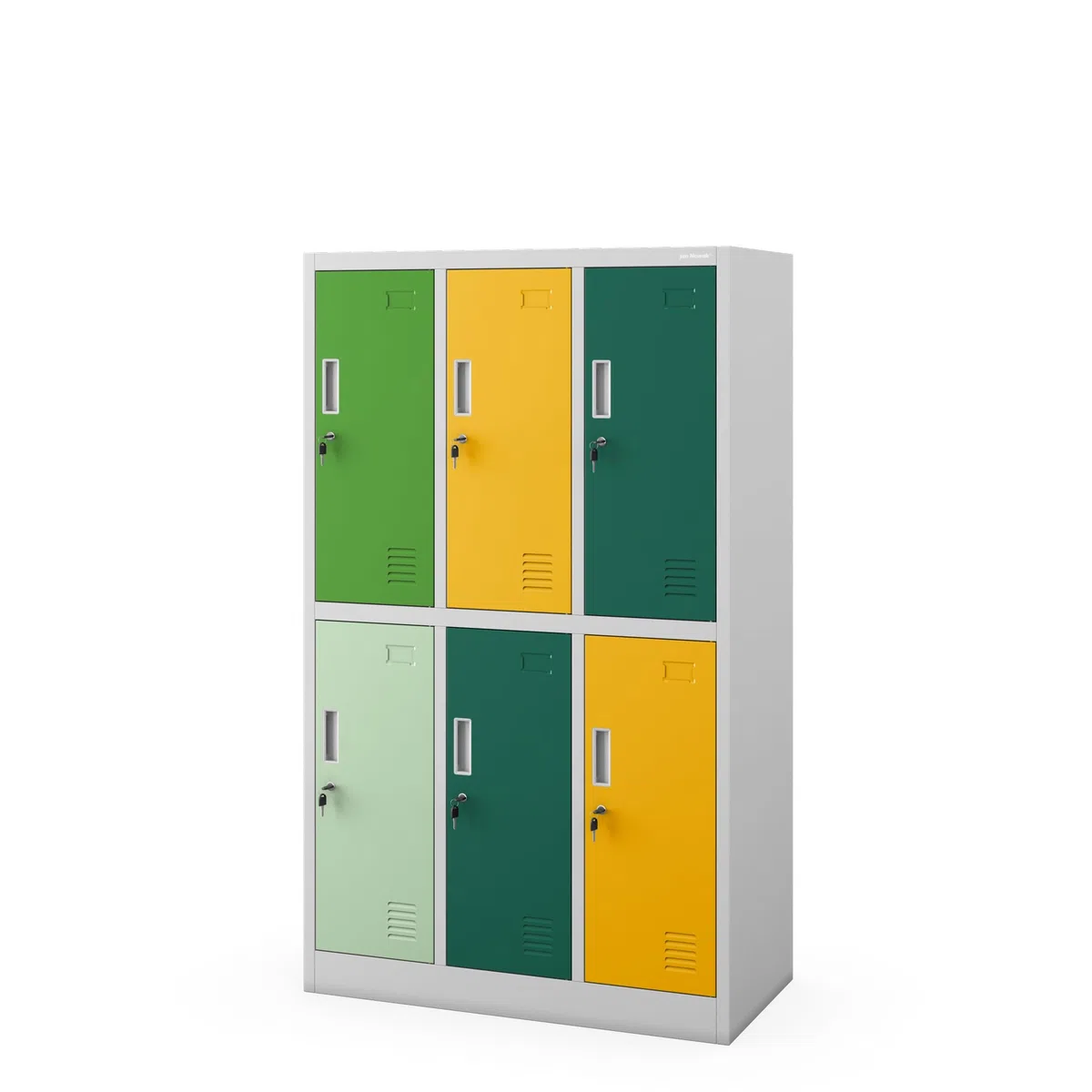 Jan Nowak Armadietto spogliatoio Armadio metallico con 6 Scomparti Fessure di ventilazione Rivestimento in polvere 150 cm x 90 cm x 45 cm (Multicolore)