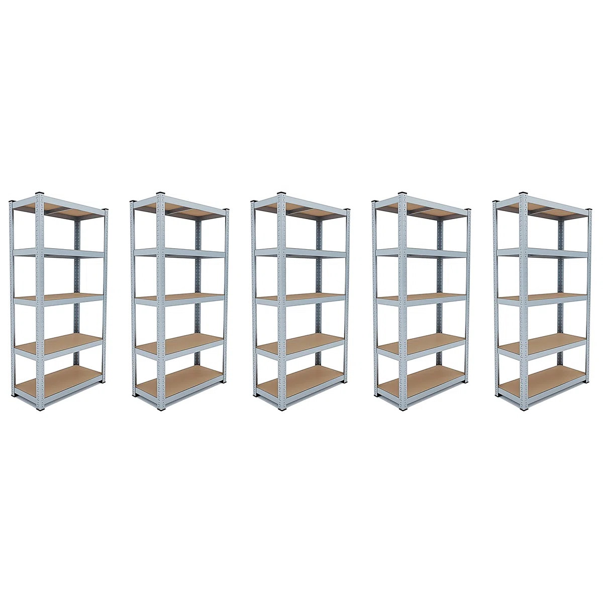 Bricozone Set 5 Scaffali Metallici con Ripiani in MDF 180 x 90 x 40 cm Portata 875 kg