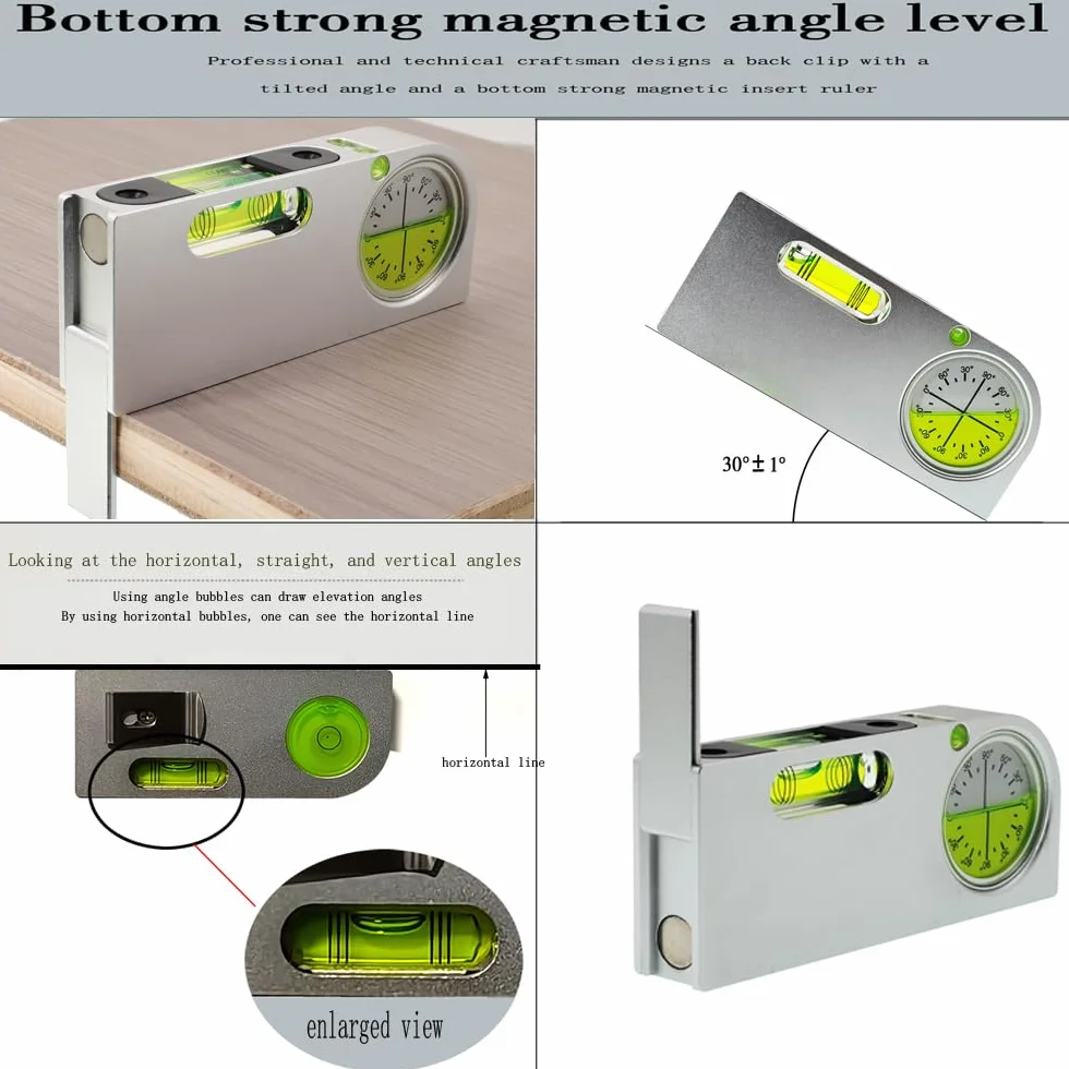 Livello di misurazione multi angolo con mini misuratore di livello magnetico in lega di alluminio, mini misuratore di livello portatile (verde)