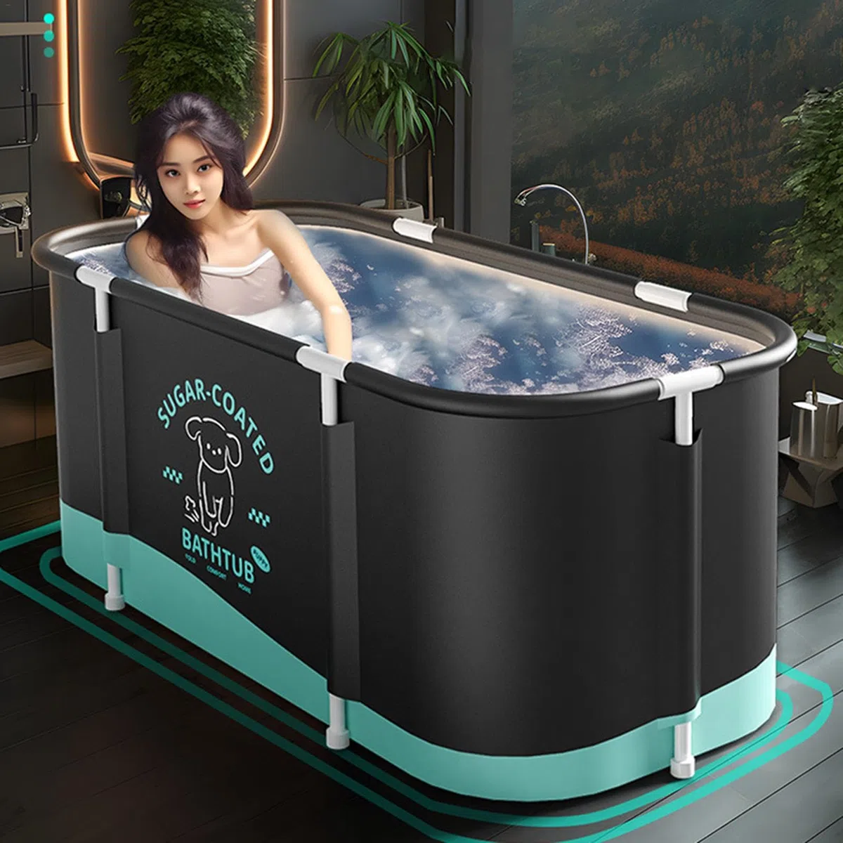 Vasca da Bagno Portatile e Pieghevole Per Adulti - SPA 110 x 60 x 50 cm Con Sistema di Controllo Temperatura Fredda e Calda Per Interni