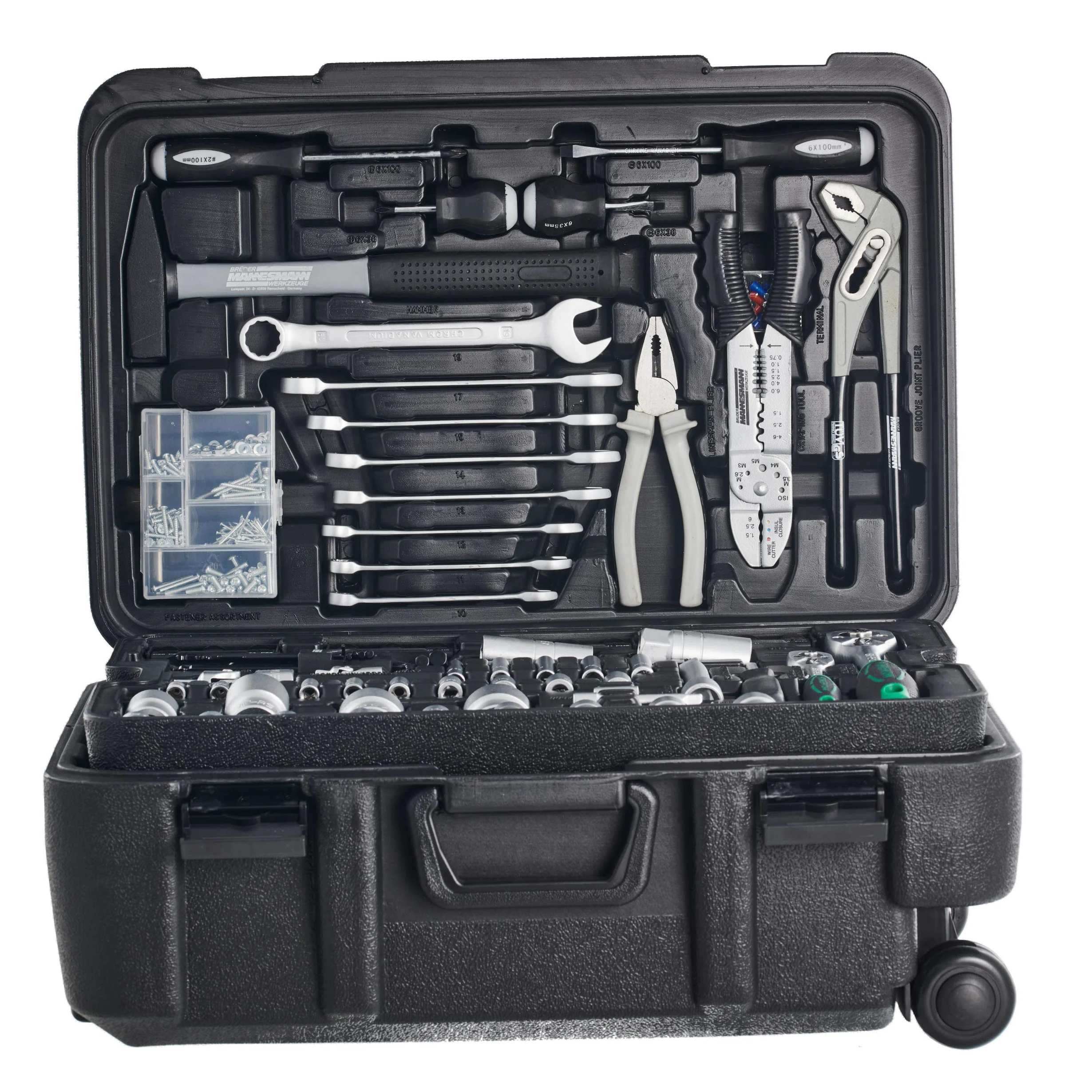 Mannesmann - M29070 – Valigetta porta attrezzi con ruote, 122 pz.
