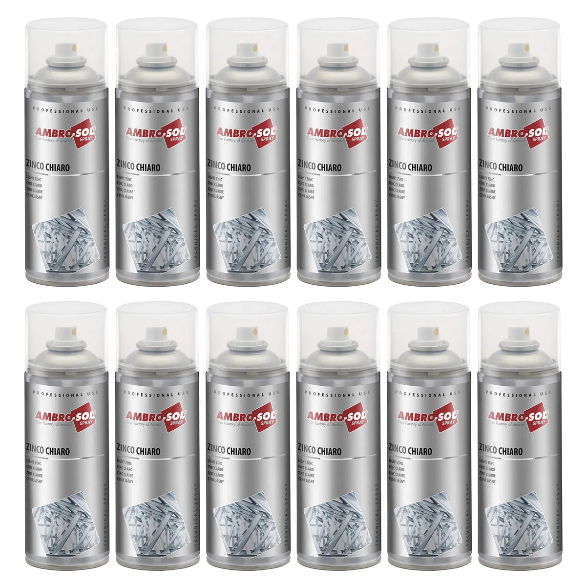 12pz x 400ml ZINCO CHIARO SPRAY ZINCANTE A FREDDO ALTA RESISTENZA AMBROSOL