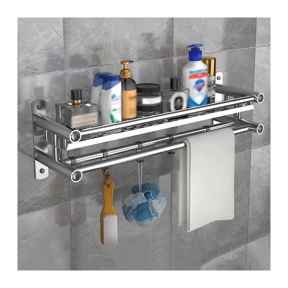 LUUYYI Mensola da bagno Scaffale portaoggetti da bagno Scaffale a parete monostrato in acciaio inox rack portaoggetti per tavolo da lavaggio prodotti per la cura della pelle, semplice scaffale