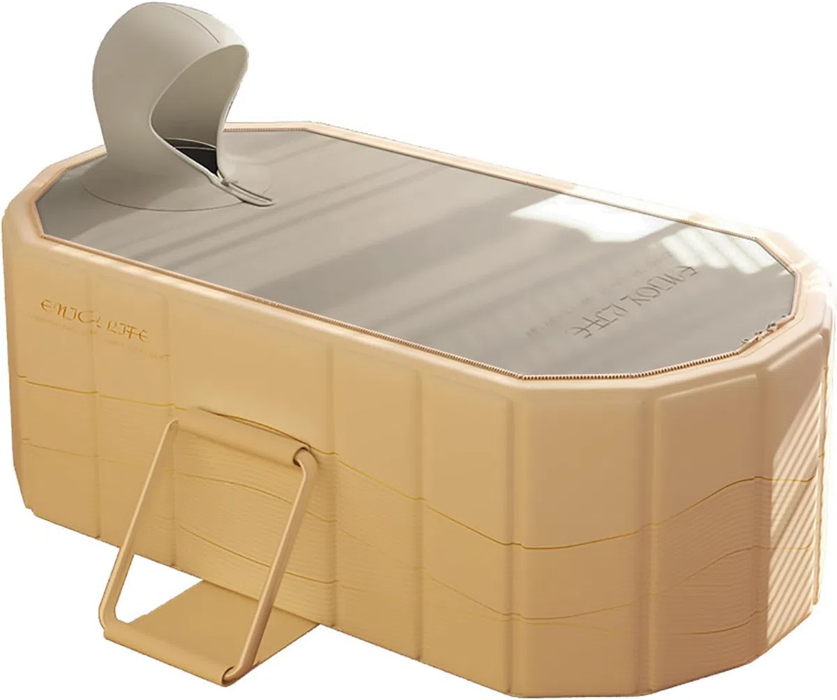 Simcat Vasca da bagno portatile per adulti, 120 x 55 cm, pieghevole, autoportante con coperchio, vasca calda e ghiacciata con strato isolante ispessito (120 x 55 x 50 cm)