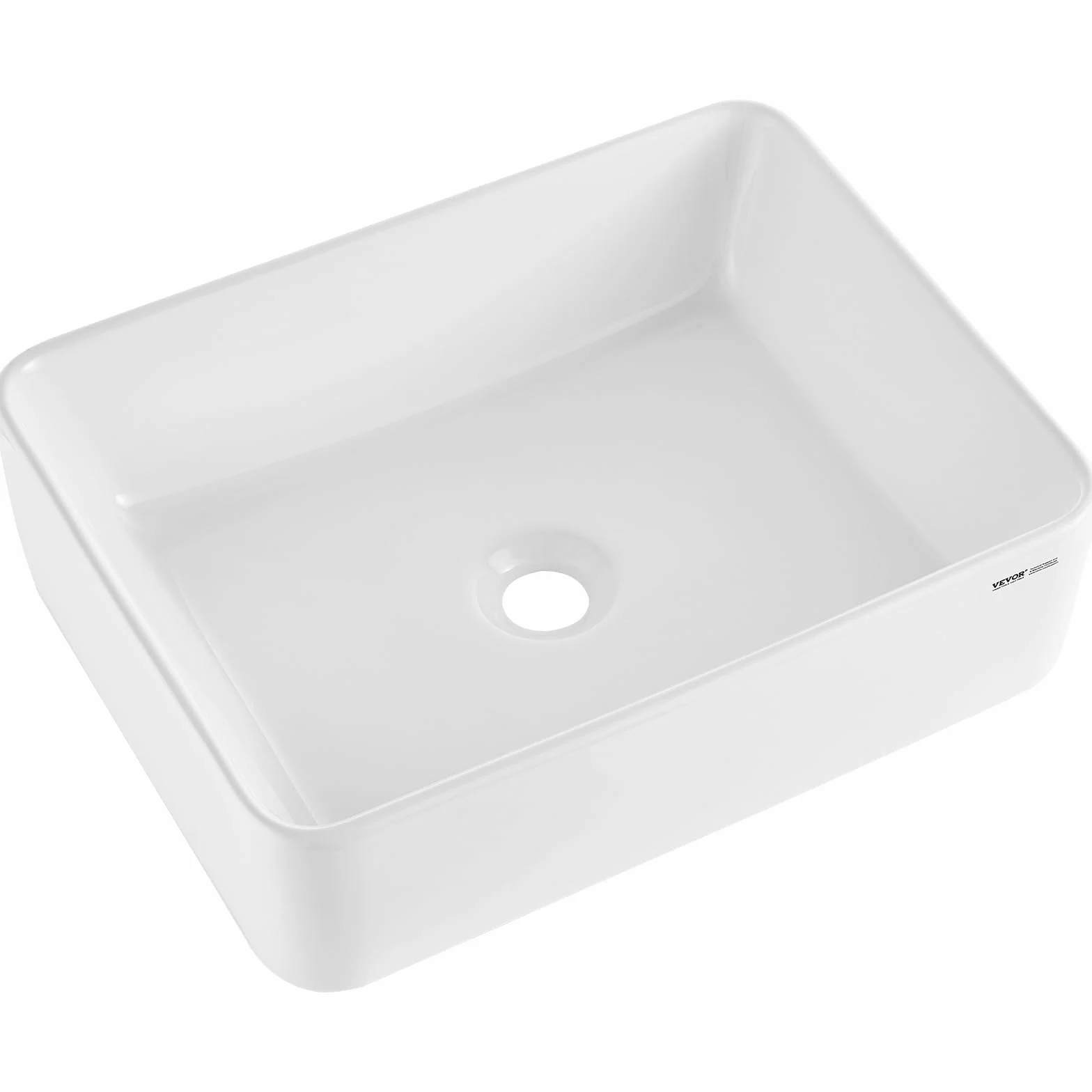 VEVOR Lavandino da Appoggio Rettangolare, 38 x 47 cm per il Bagno, Lavabo da Appoggio in Ceramica Bianca Sopra il Piano, Stile Moderno, Luminoso ed Elegante, per Bagno, Hotel, Toilette, Camper