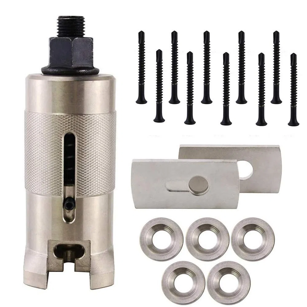 Estrattore di cilindri di serrature professionale per fabbri, con kit composto da viti, flangia, guarnizione, estrattore di cilindri di porte, tirachiodi, in acciaio inox (viti da 4,8 mm)
