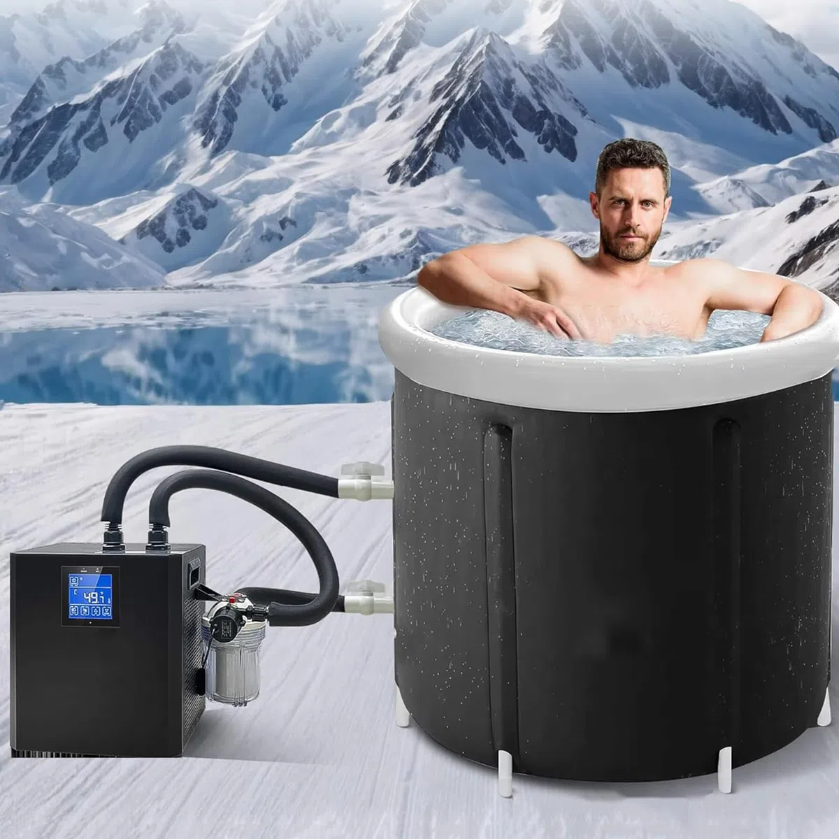 Kit Per Vasca Da Bagno Ghiacciata E Refrigeratore A Immersione, Refrigeratore Per Vasca Da Bagno Ghiacciata Con Filtro E Pompa, Ice Pod Cold Plunge, Refrigeratore Ad Acqua Per Terapia Del Freddo