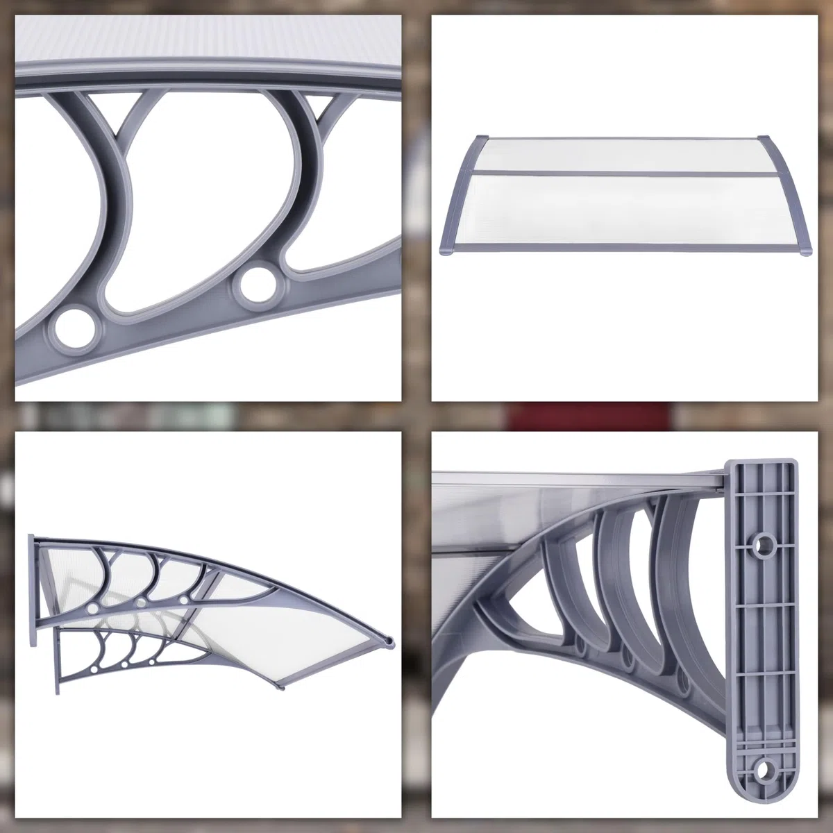 SPRINGOS Tettoia per porta d'ingresso, copertura di protezione per balcone, parapioggia, in alluminio e policarbonato, da 150 x 75 x 23 cm