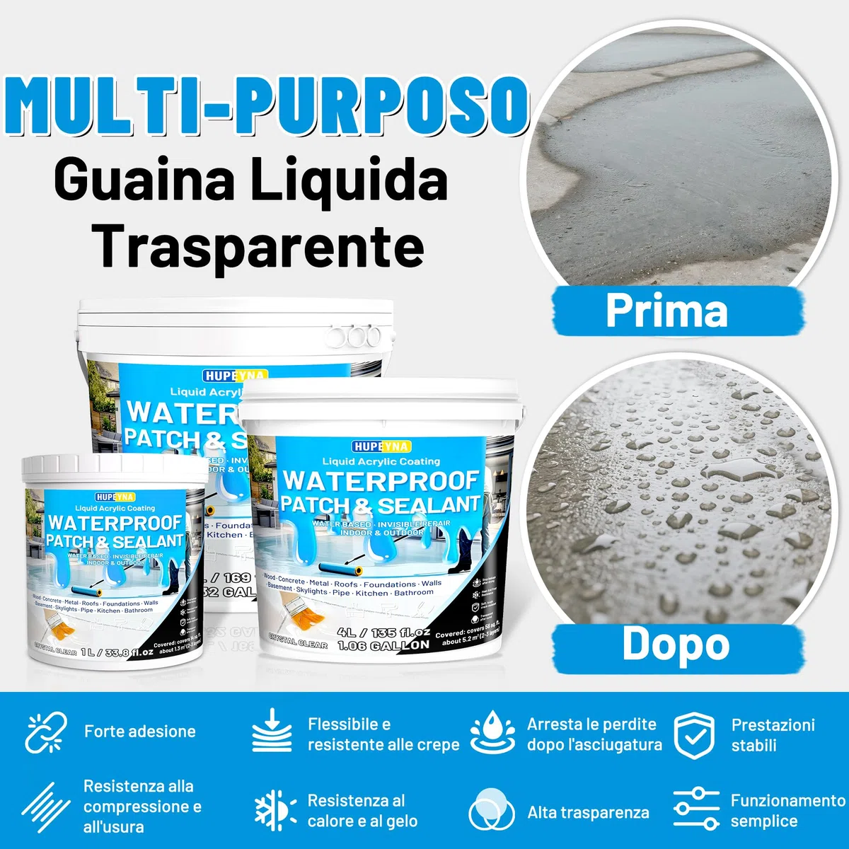 Sigillante Impermeabile Liquido, Trasparente Rivestimento Impermeabile che Ripara l'agente Anti-perdita, Sigillante Invisibile Impermeabile a Prova d'acqua per Interno ed Esterno Impermeabilizzante