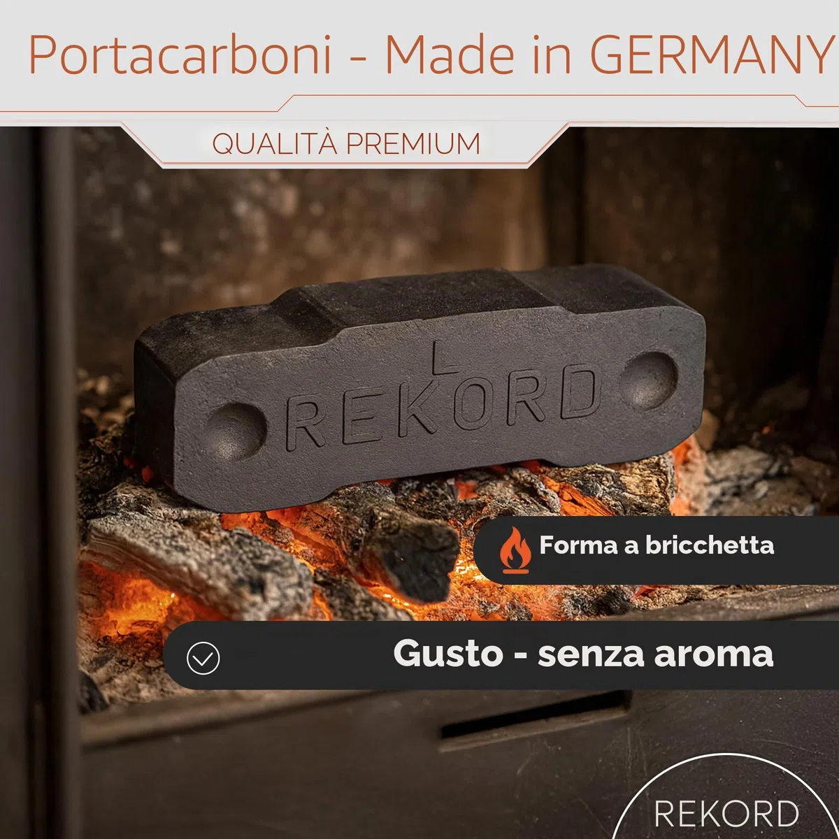 Bricchette di carbone di lignite per camino Rekord, 1 scatola da 25 kg