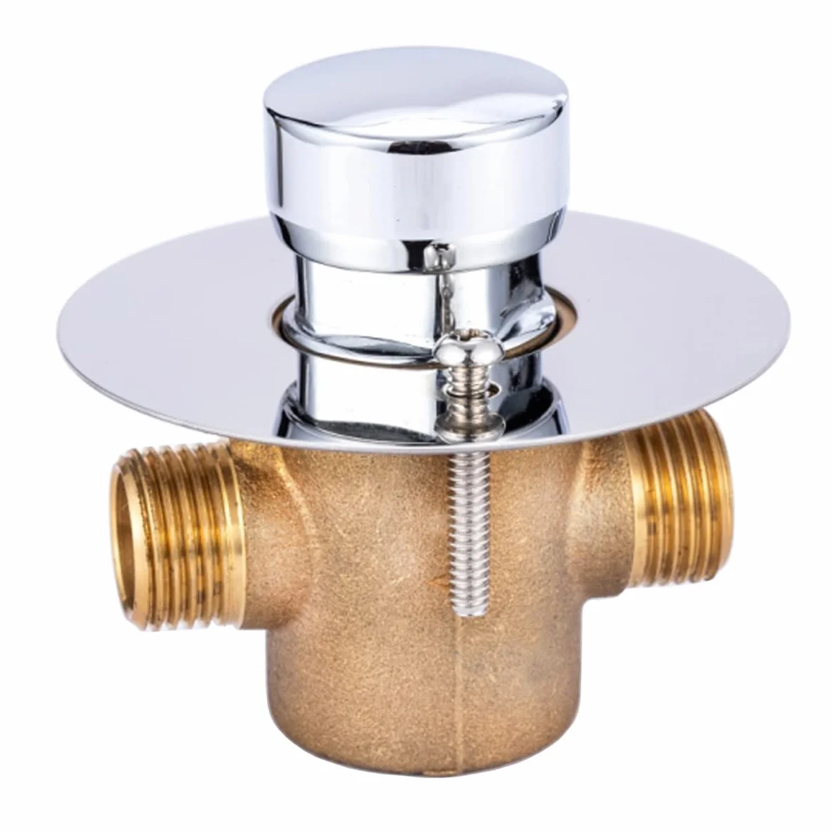 GOLDMAN SERVICE | Rubinetto a parete temporizzato, a pulsante, cromato, con chiusura automatica di breve durate, risparmio idrico, con bordo. M-M 1/2"