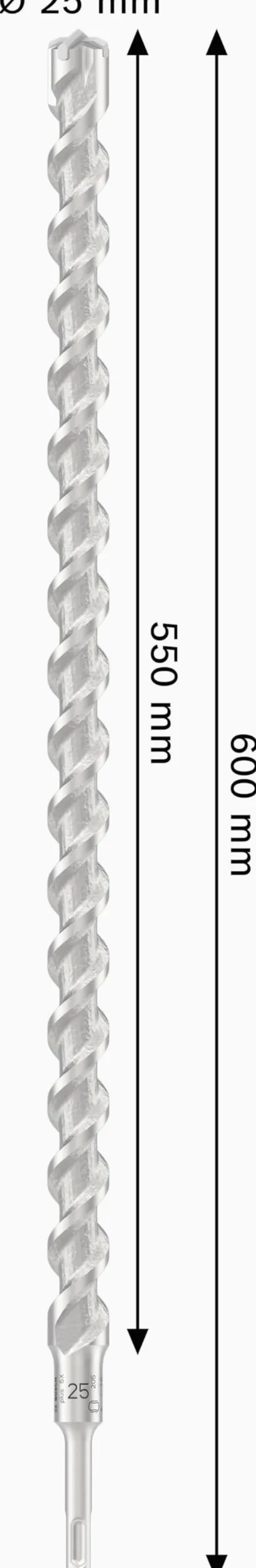 Bosch 1x Punta per martelli PRO SDS plus-5X (per Calcestruzzo armato, Calcestruzzo, Ø 25,00 mm, Professional Accessorio Martello perforatore)