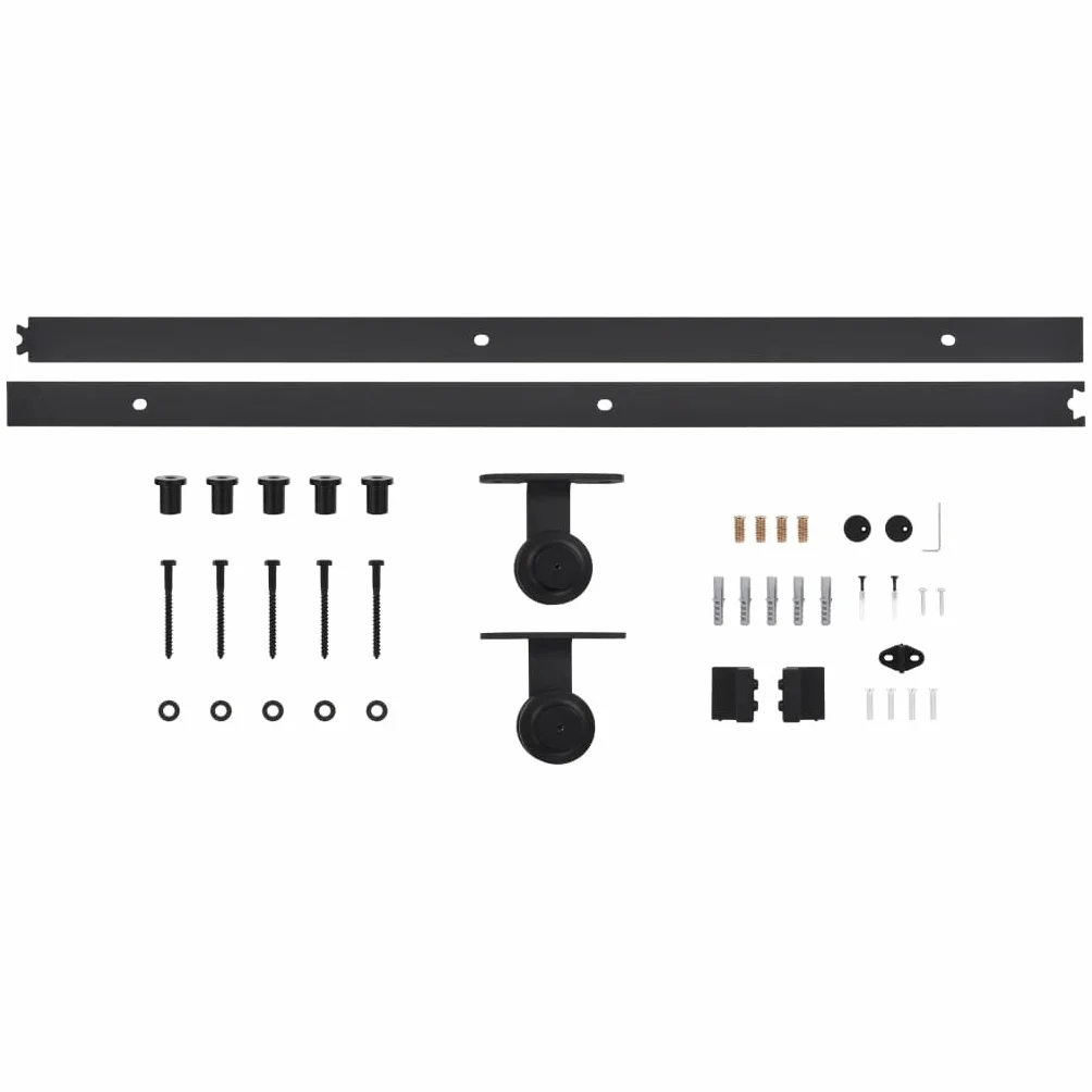 vidaXL Kit di Binari per Porte Scorrevoli 200 cm Acciaio Nero