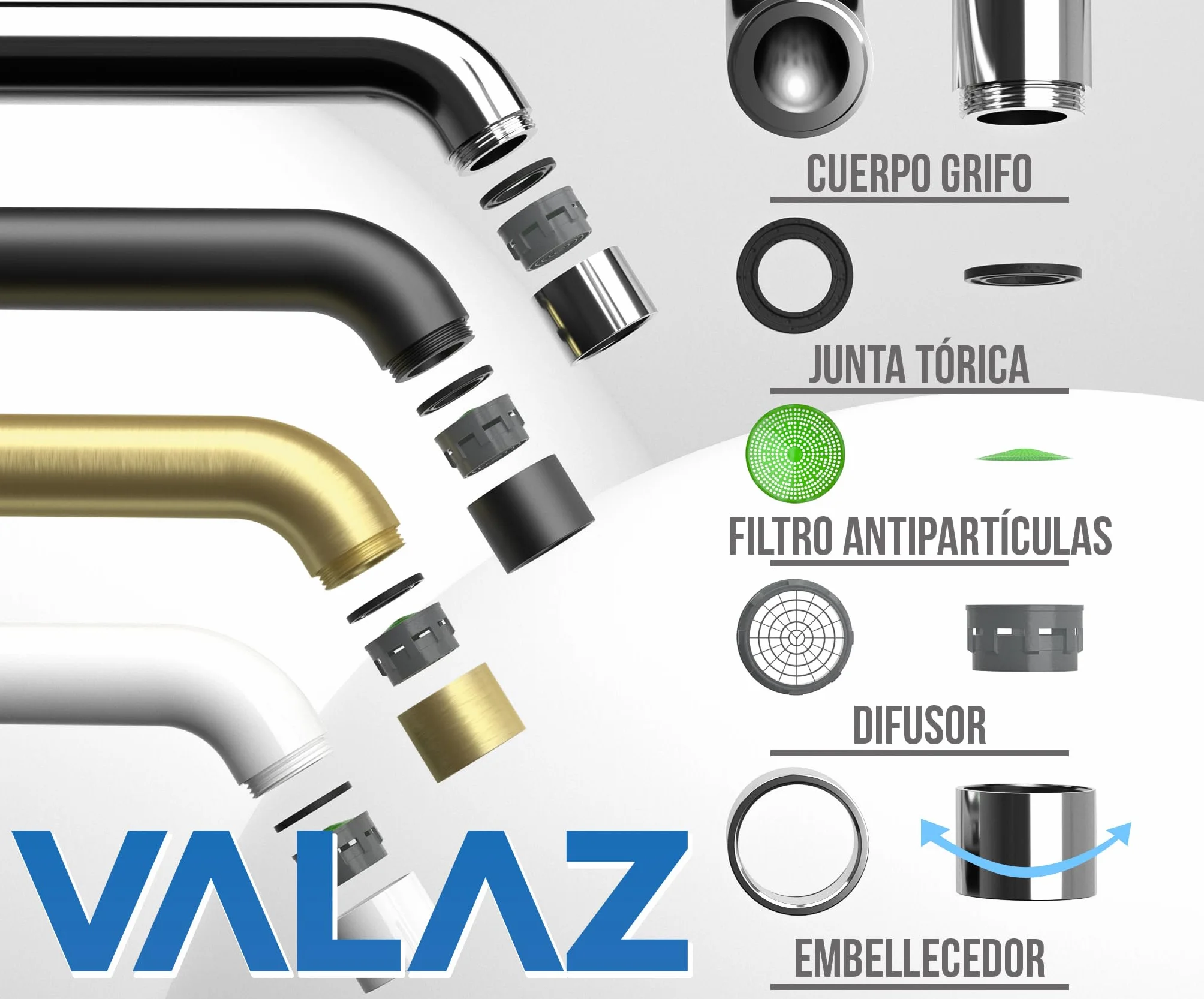 VALAZ Rubinetto Bagno Lavabo a Muro Nero | Miscelatore Lavabo Bagno Acqua Fredda e Calda, Risparmio Acqua | Installazione Facile | Ottone, Inossidabile, Elegante, Becco 21cm, Serie Jucar