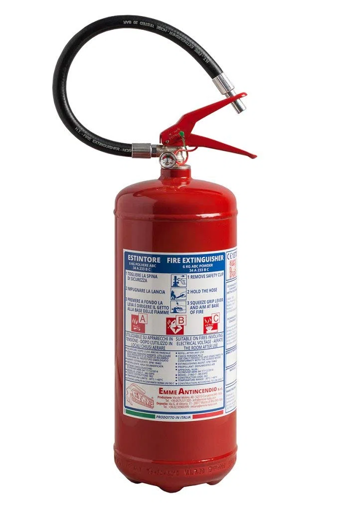 Estintore 6 Kg a Polvere 34a-233bc M6 Expo Modello 21063-7 con Staffa di Montaggio a Muro