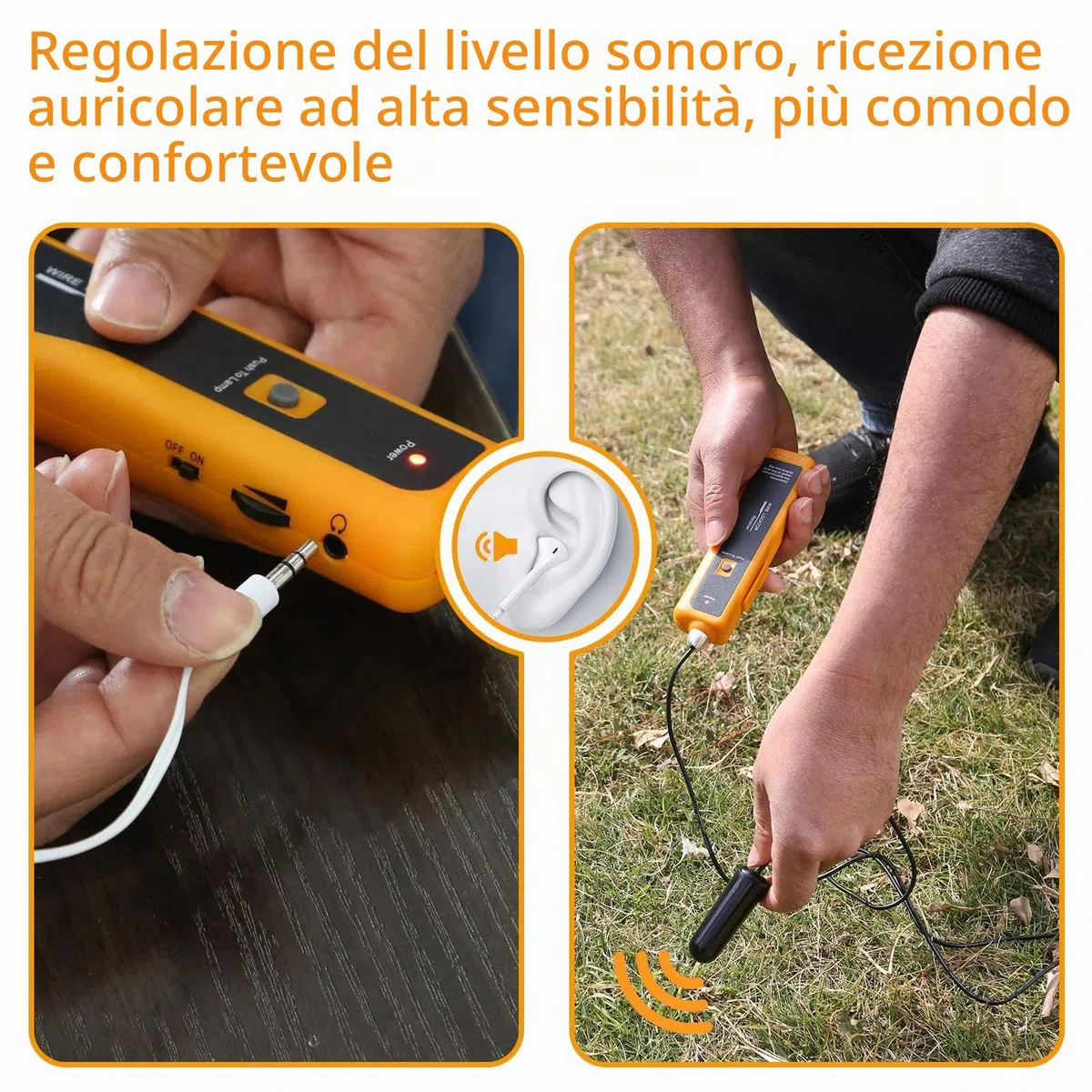 F02 - Ricercatore per cavi di terra, con cuffie, tester per cavi per recinzioni di animali domestici, cavi sottoposti a terra, fili di controllo dell'irrigazione