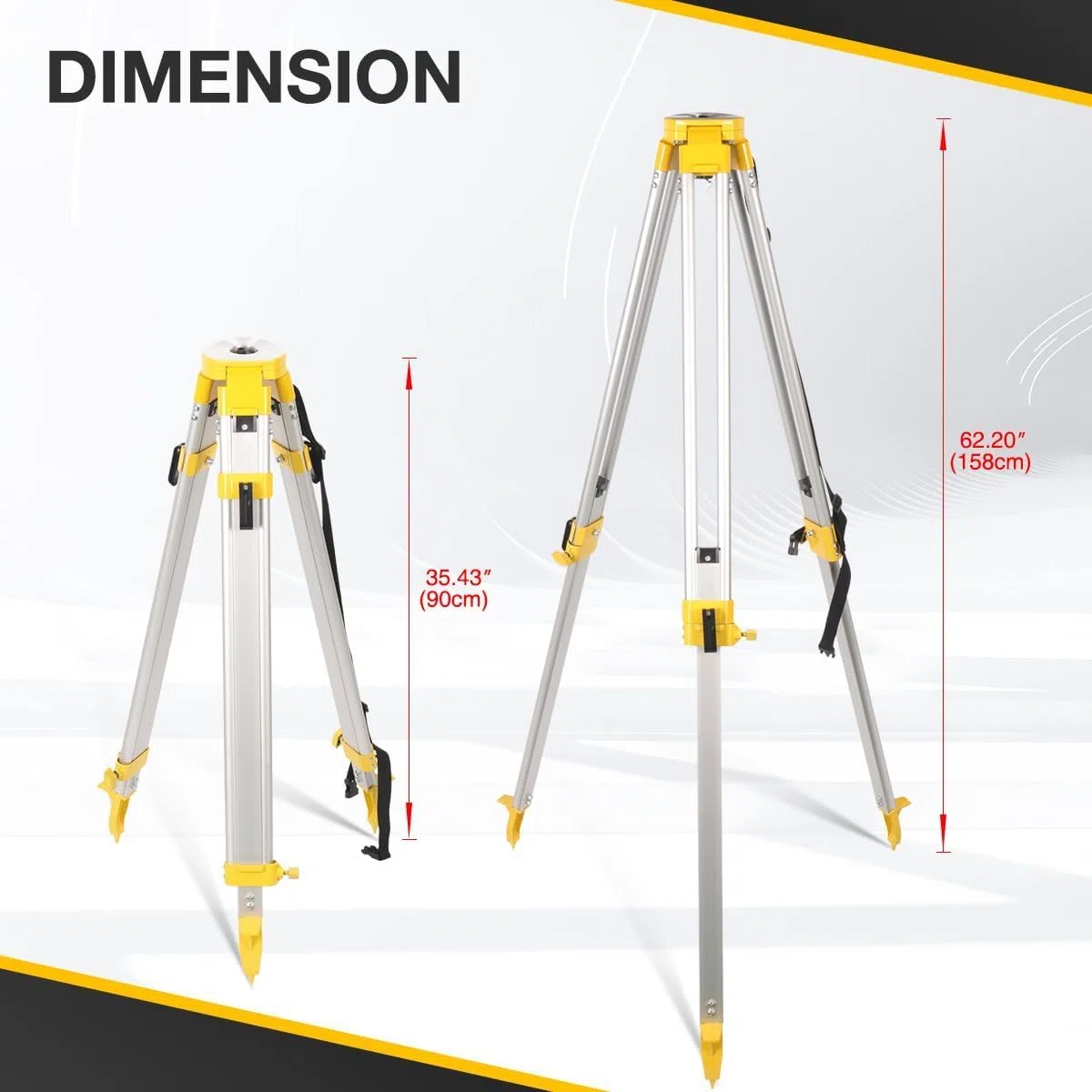 Treppiede di misurazione professionale e set di doghe telescopiche, in alluminio, 1,26 m, con piastra di livellamento graduata da 3 m, per rilevazioni terrestri, edilizia, ingegneria