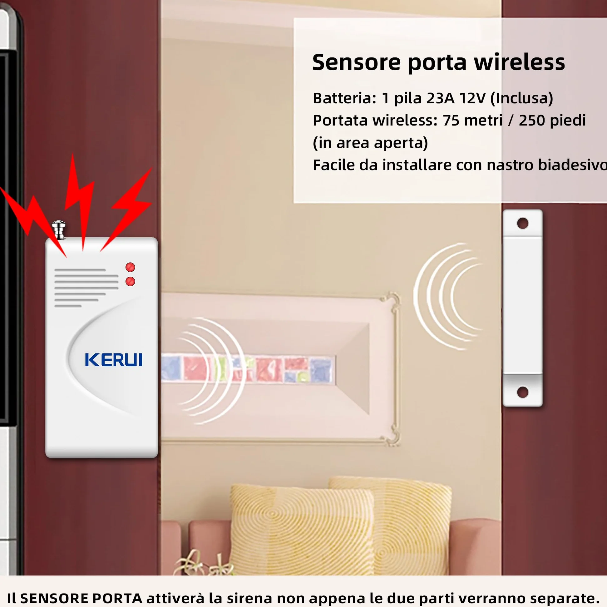 Sistema di allarme di sicurezza, 11 pezzi, per casa, appartamento e garage, sirena da 115 dB, resistente alle intemperie, per interni ed esterni, con telecomando e sensore di contatto della porta