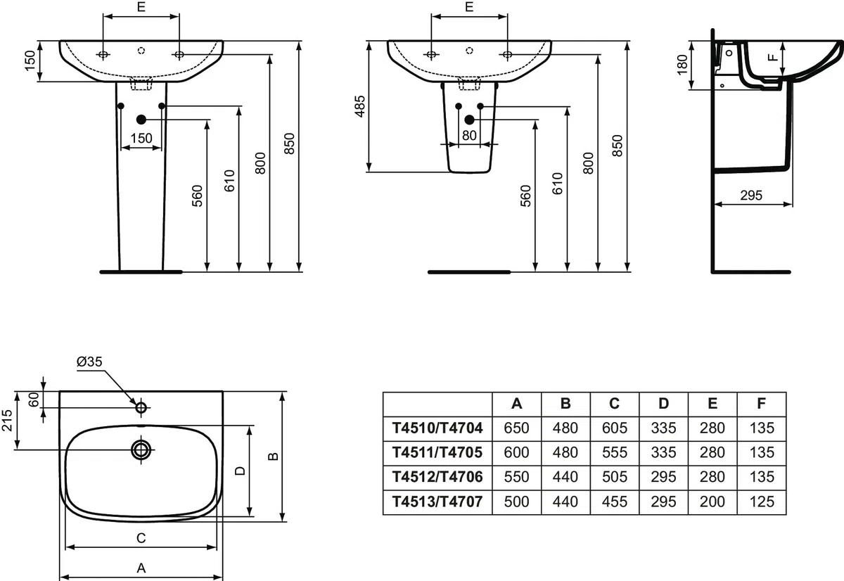 Ideal Standard - I.Life A, Colonna per installazioni con lavabi, Bianco