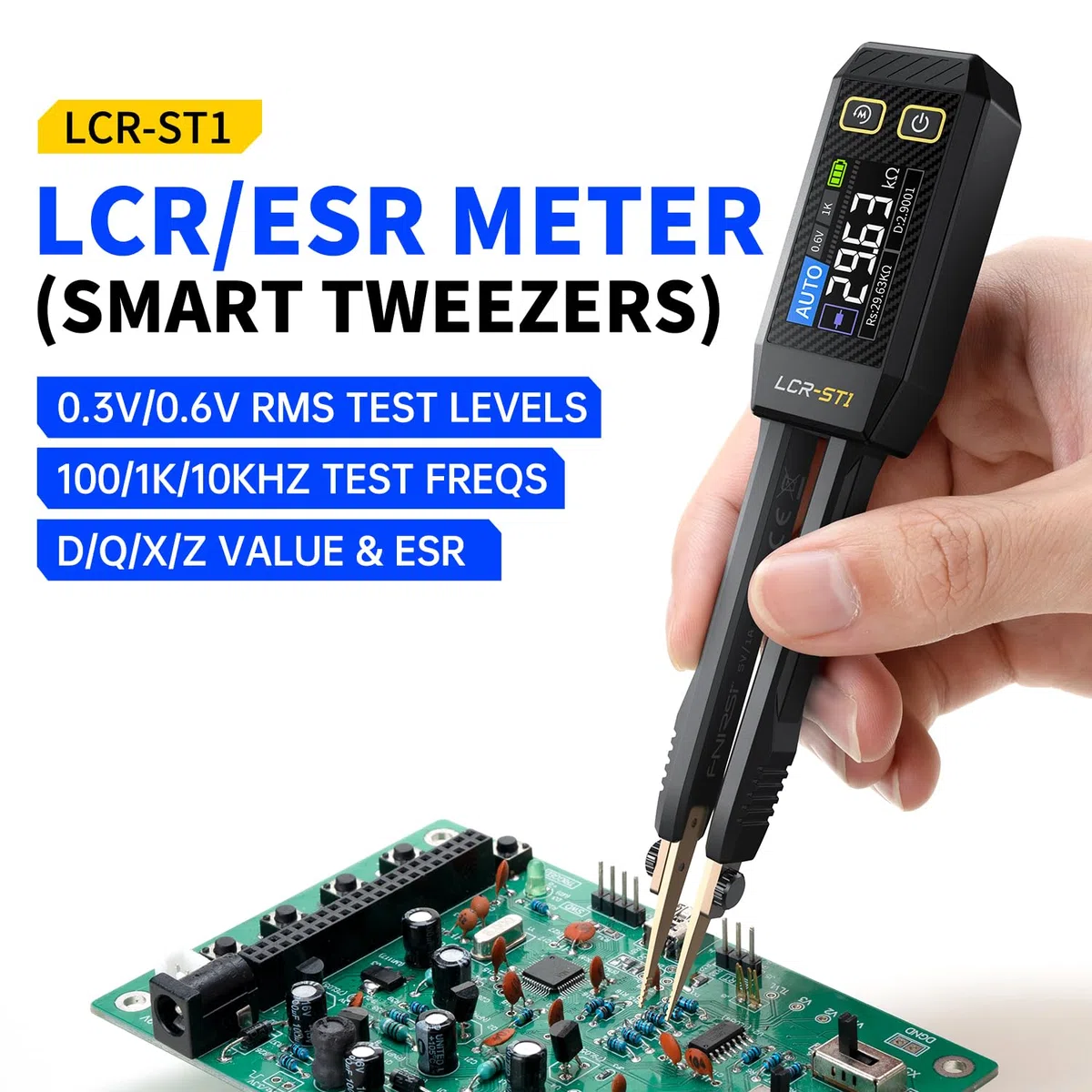 FNIRSI LCR-ST1 Mini Smart Tweezer LCR SMD ESR Tester Resistenza Capacità Induttanza Continuità Diodo Strumenti di Misura
