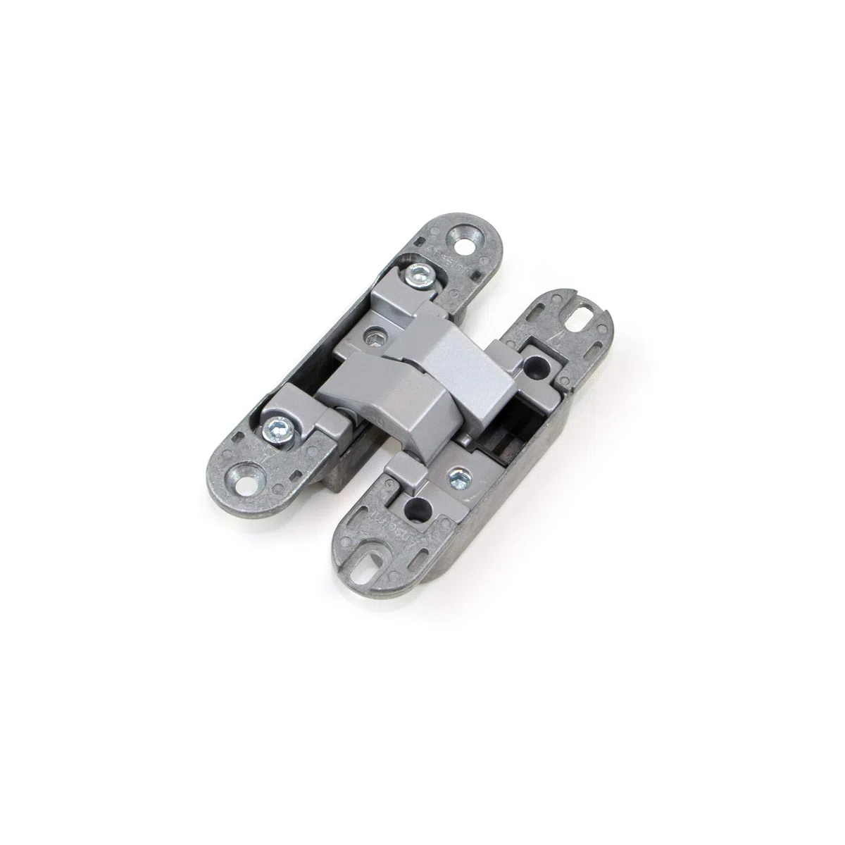 Emuca- Cerniere invisibili per porte di passaggio, lotto di 2 cerniere invisibili per porte pesanti, carico di 60 Kg, apertura 180º, zamak, grigio metallizzato