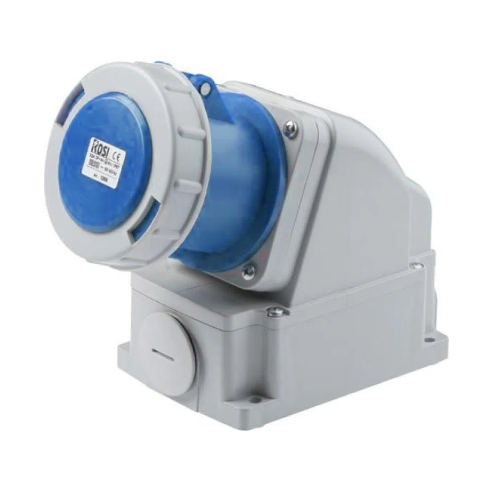 Presa industriale da parete, 220V 230V, 3 poli 2P+T, 63A, IP67 - Rosi 1001263