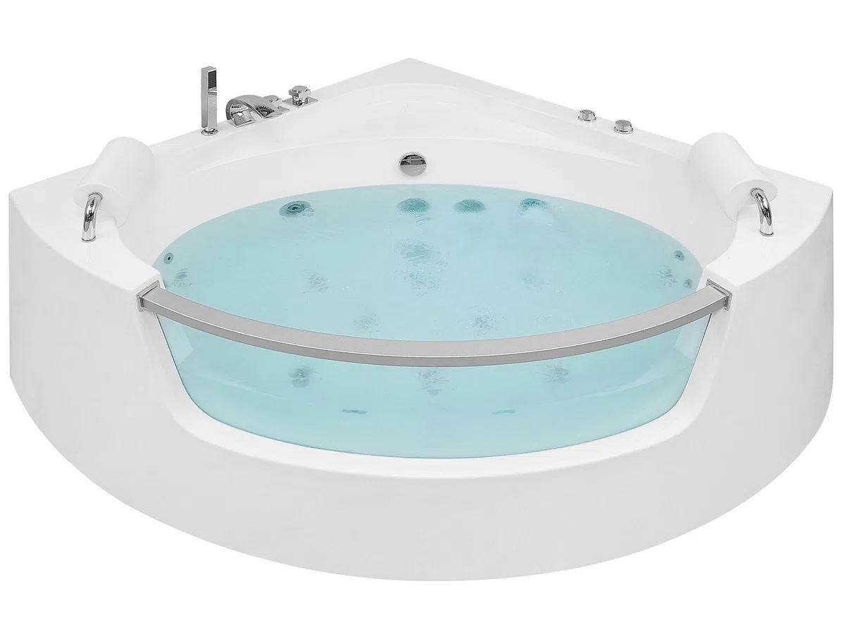 Vasca Idromassaggio Angolare Acrilico Sanitario Bianco con Getti e LED