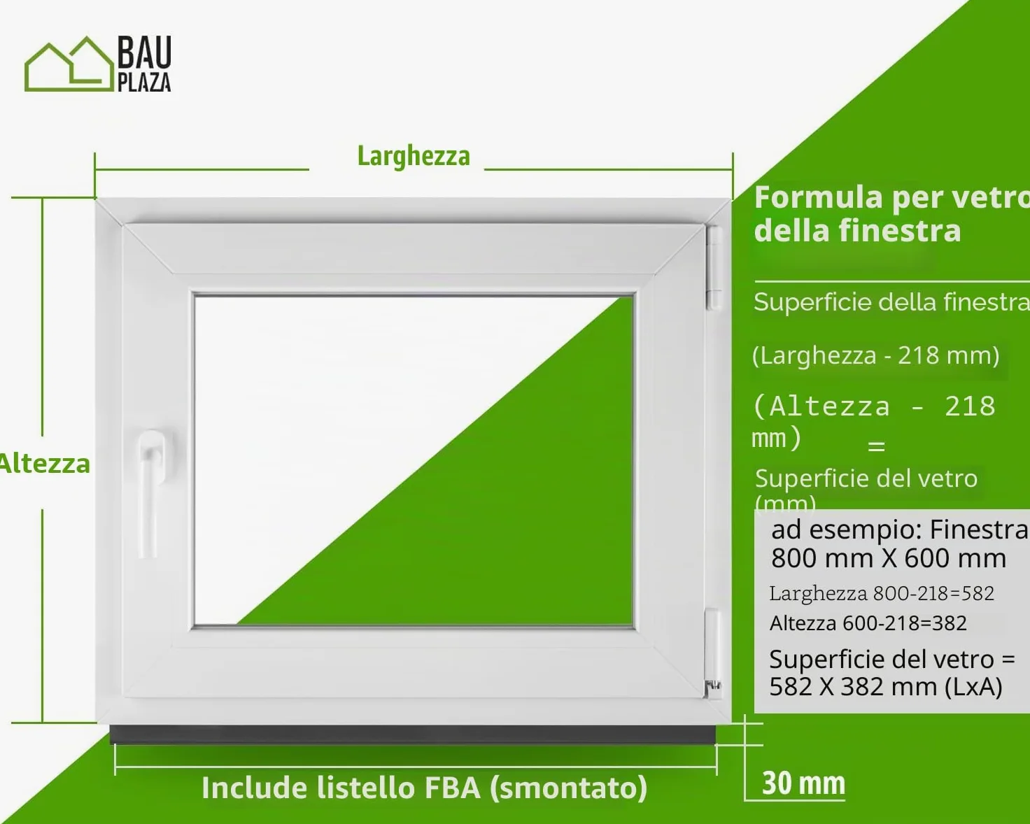 Finestra Serramenti in pvc Bianco - Vetro camera Larghezza x Altezza 80 x 40 cm apertura Destra 800 x 400 mm Funzione Girevole - Ottima scelta