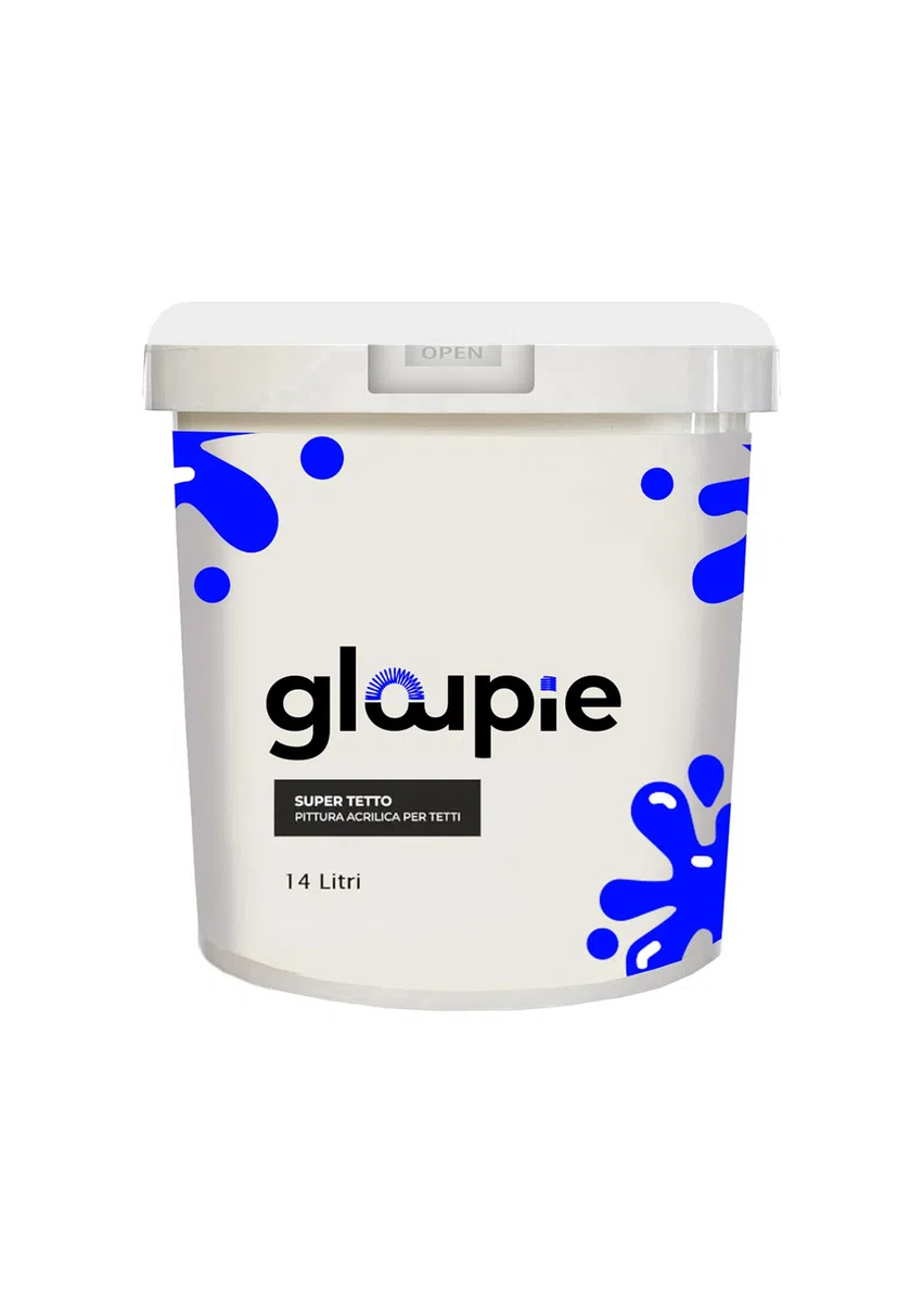 GLOUPIE SUPER TETTO Idropittura Acrilica Elastomerica Per Protezione E Decorazione Di Tetti E Superfici Esterne 14 Lt Bianco