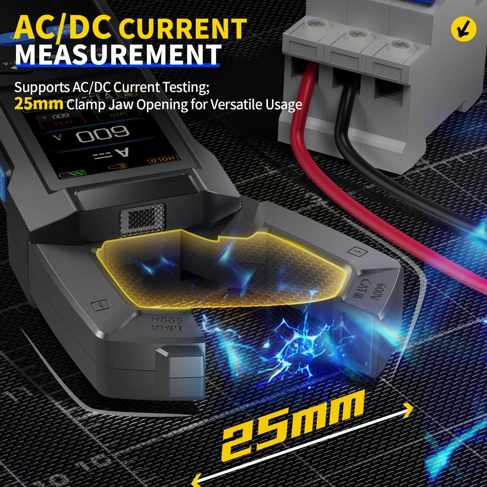 DEWIN Pinza Amperometrica,AC/DC True RMS 10000 Conteggio Illuminazione a LED Misurazione della Tensione Corrente Multimetro a Pinza Corrente Tester Elettricista