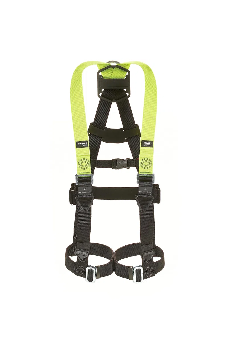Honeywell Imbracatura integrale Miller H500 Industrial Standard IS1 con fibbie per gambe accoppiate, fibbie pettorali con clip automatica, peso 140 kg, verde, misura 2, 1036090