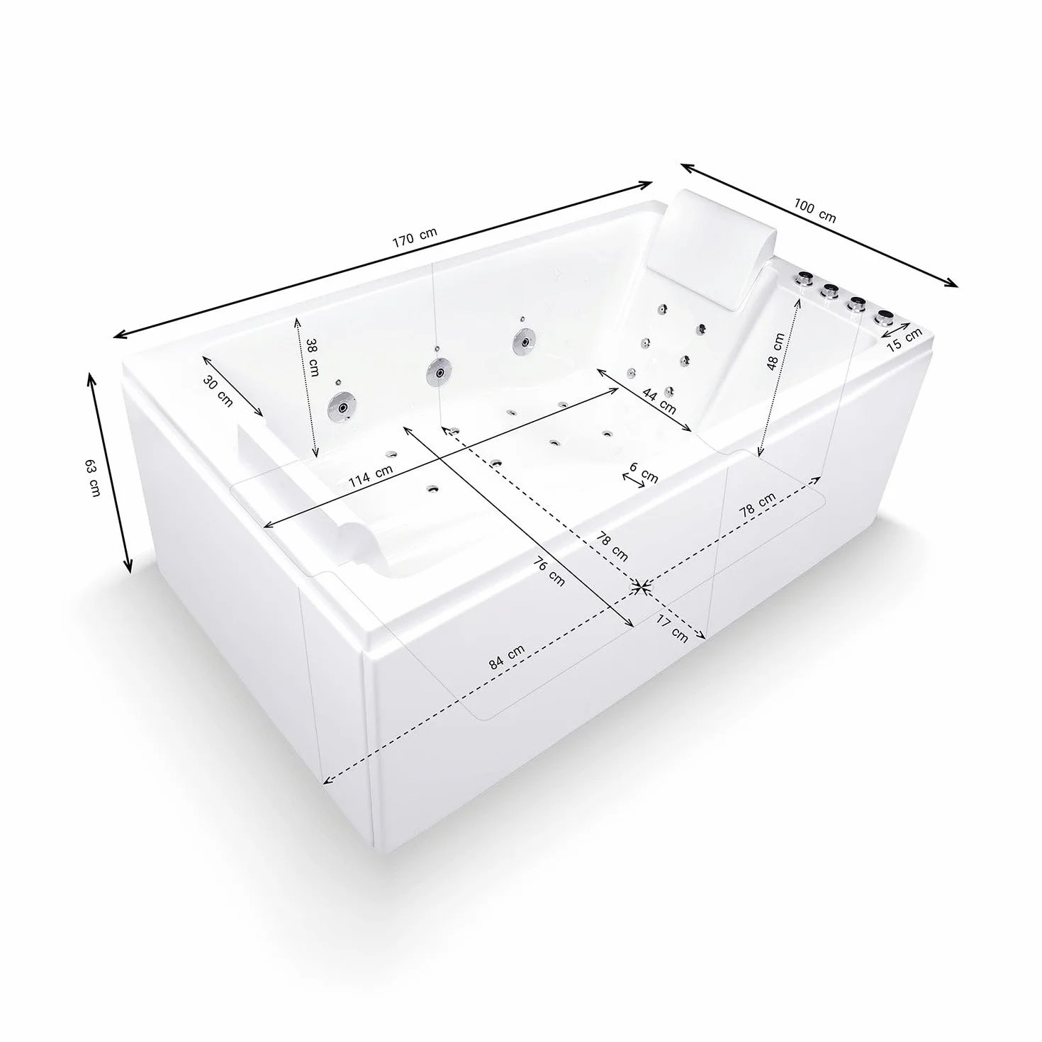 SPALINA CETANA DUO Wave - Vasca idromassaggio 2 posti L 170 x l 100 cm
