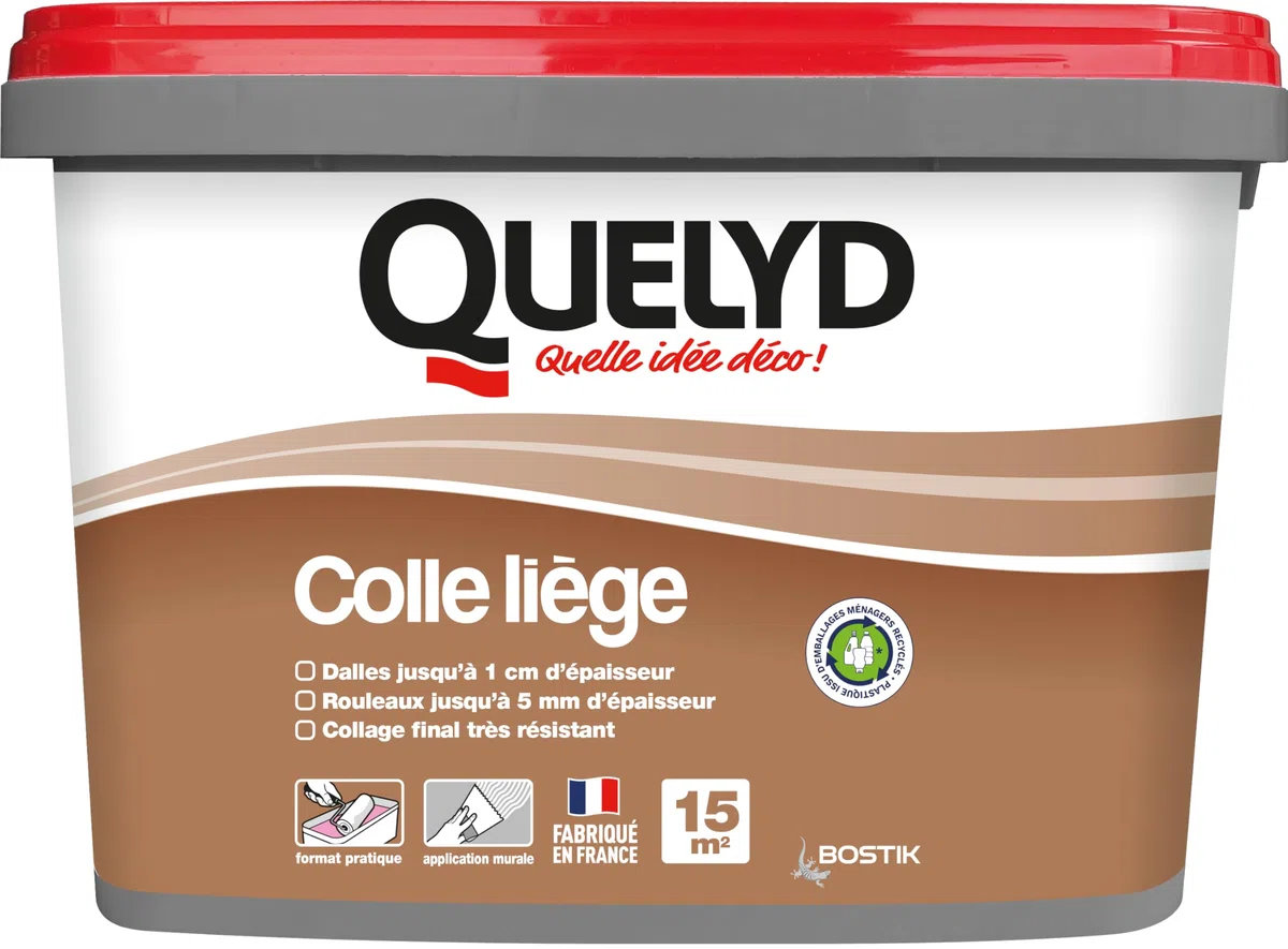 Quelyd Colla Sughero da parete Pasta - Piastrelle e rotoli, interni - Pezzi non umidi - Applicazione da parete diretta - Vaso da 5 kg