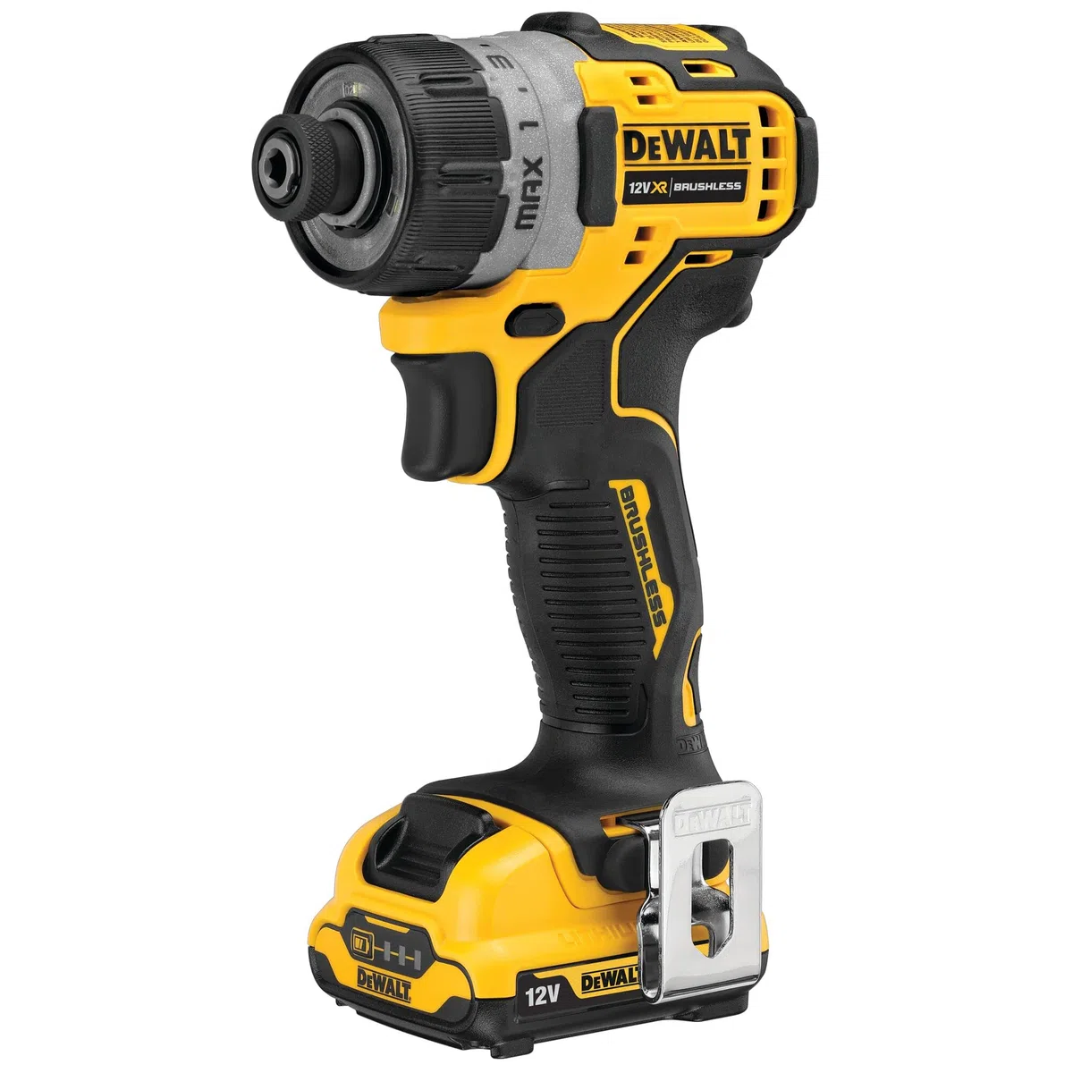 DEWALT Trapano avvitatore Compatto12V Attacco 1/4". 0-1100 giri/min, 15 punti regolazione coppia, DCF601D2-QW