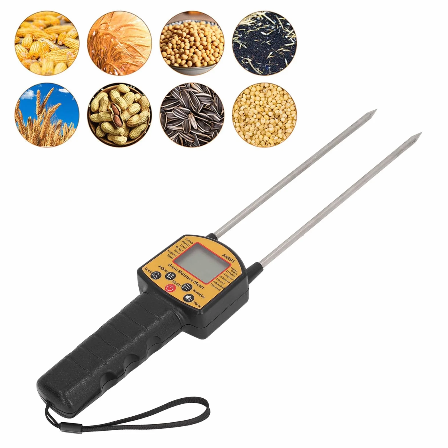 Tester Digitale per Misuratore di umidità per Cereali, Misuratore di umidità Multifunzionale, Misuratore di umidità per Cereali, Mais, Pepe, caffè, Cacao, Fave, Prevenendo Muffe