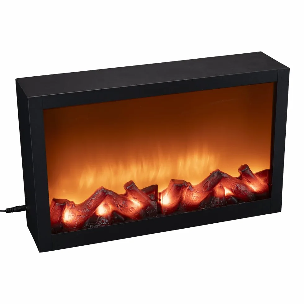 Ideen mit Herz Camino a LED, elettrico, senza riscaldamento, effetto fuoco realistico, 41 x 10 x 25 cm, con funzione timer (6 ore acceso, 18 ore spento)