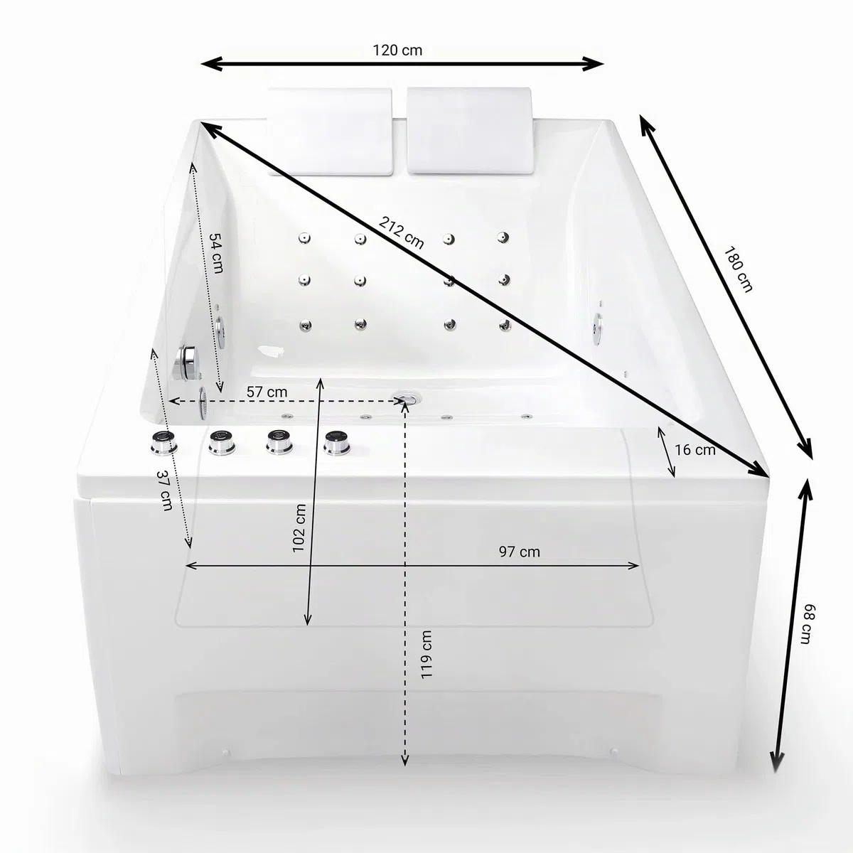 SPALINA KENSHO Duo Wave - Vasca idromassaggio 2 posti L 180 x l 120 cm, by