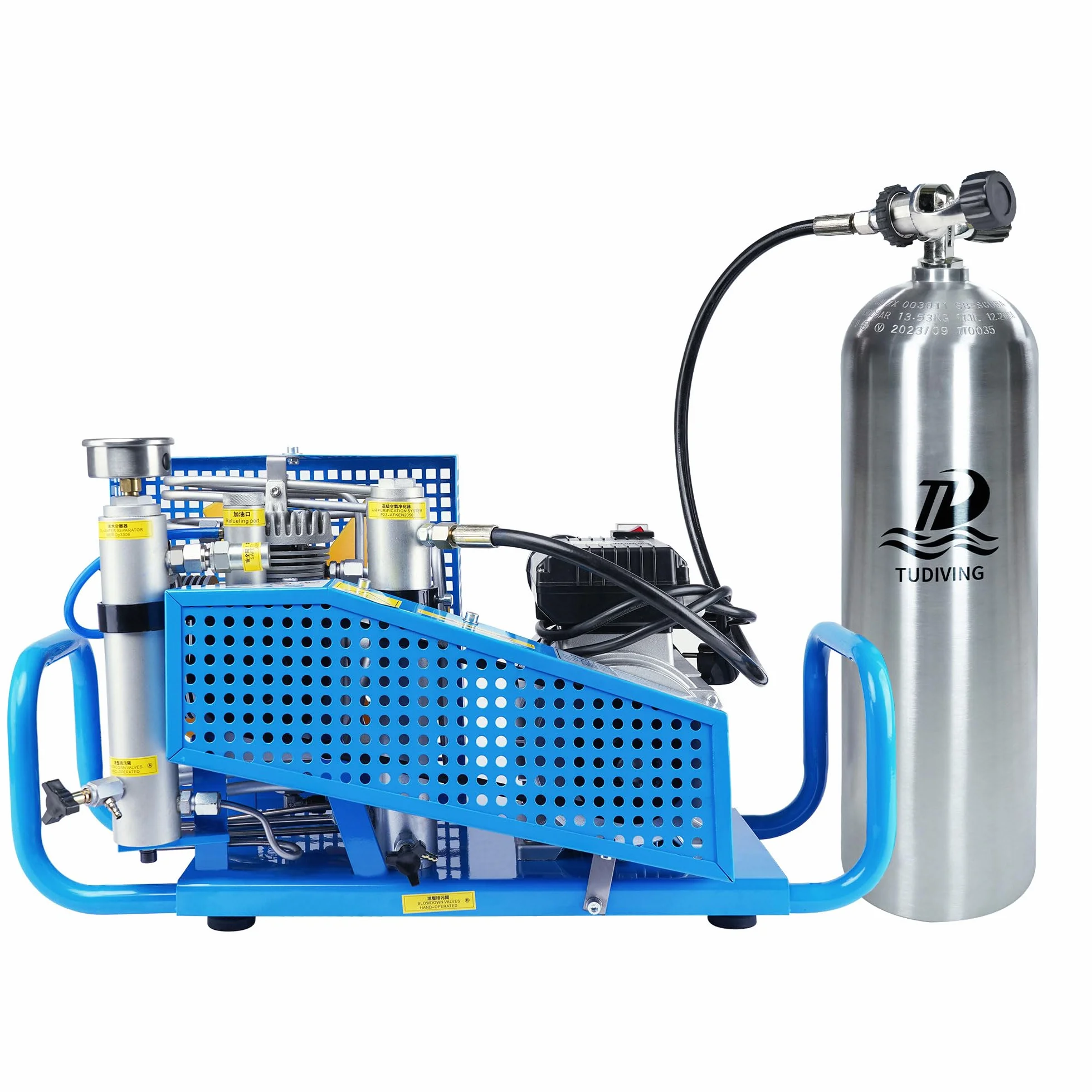 TUDIVING-4500Psi Compressore d'aria subacquea, compressore d'aria Pcp, compressore subacqueo ad alta pressione per il riempimento del serbatoio subacqueo/pistola ad aria compressa (220V Automatic)