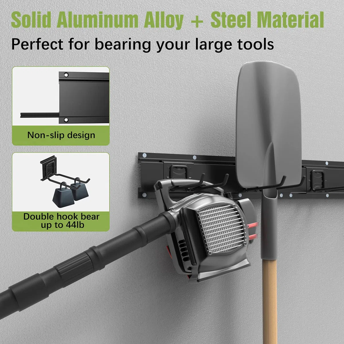 Housolution Rastrelliere di Immagazzinamento da Muro 121cm con 6 Ganci Metallici Mobili, Set di Utensili da Parete da Officina Garage Portautensili Set di Ganci di Fissaggio per Supporto Arnesi