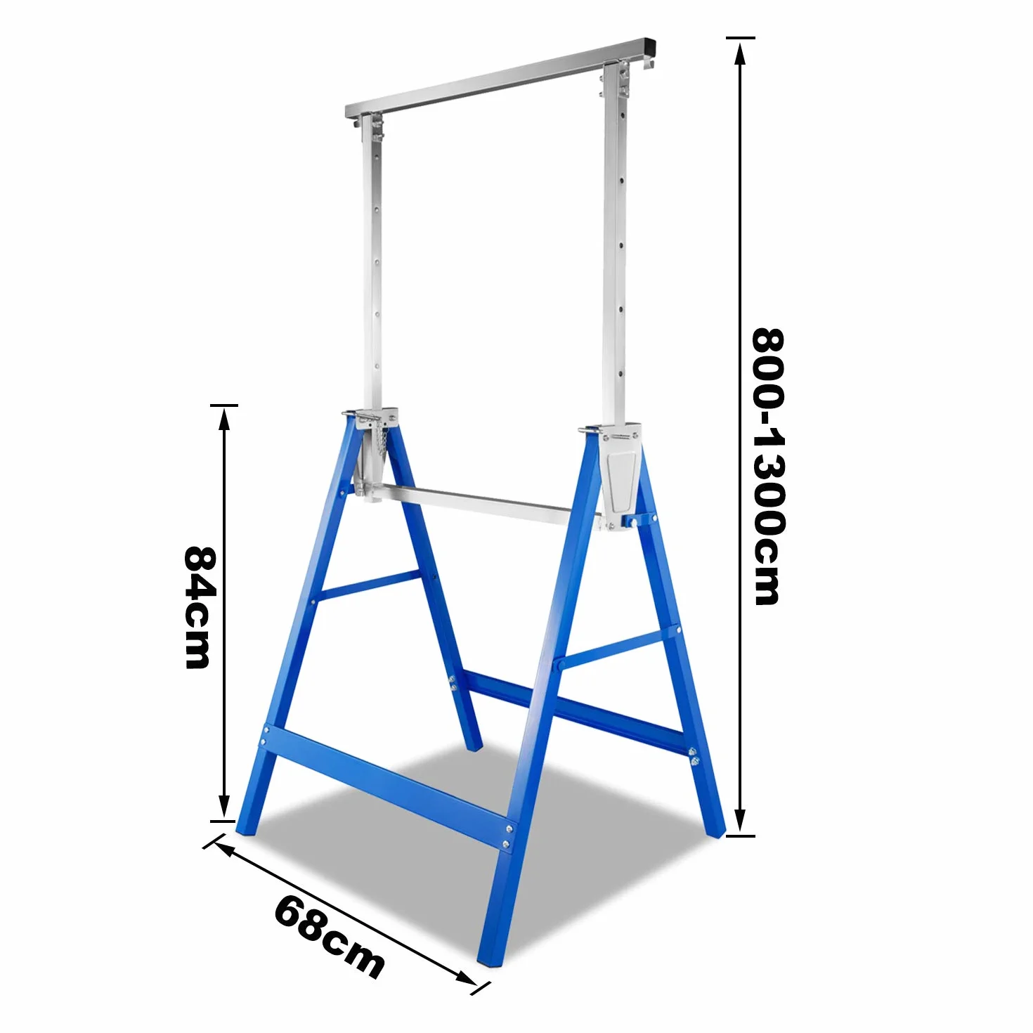 Fiqops set di 2 cavalletti da lavoro Capacità di carico 200 kg 7 volte pieghevole Cavalletti regolabili in altezza 80-130 cm Metallo Cavalletti per ponteggi Struttura per ponteggi