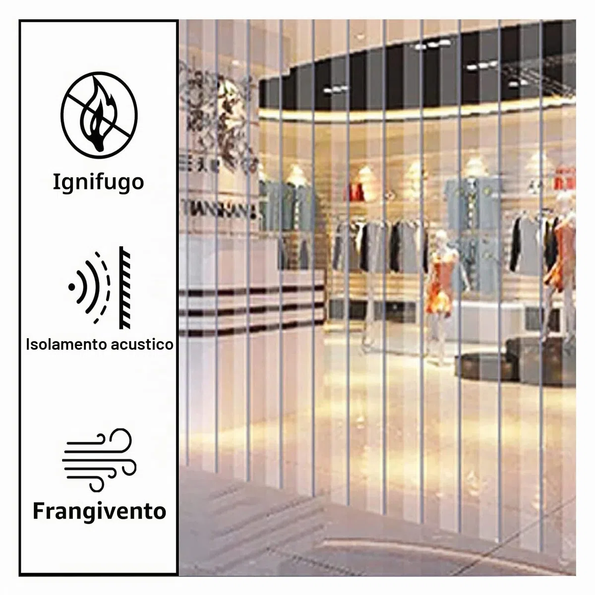 Strisce per Tende in PVC Trasparente/Tenda per Porta a Strisce di Plastica Robusto Strisce in PVC Tenda per Porta a Strisce in Vinile per Fabbrica, Box Auto(75x210cm)