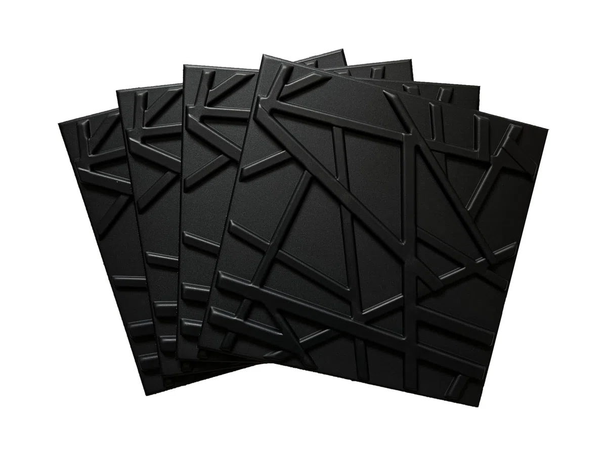 DECCART - Pannelli Decorativi Per Pareti 3D - Pannelli Murali - Pannello Decorativo Parete - Polistirolo PSE - 50x50 cm Line, Nero,5m2