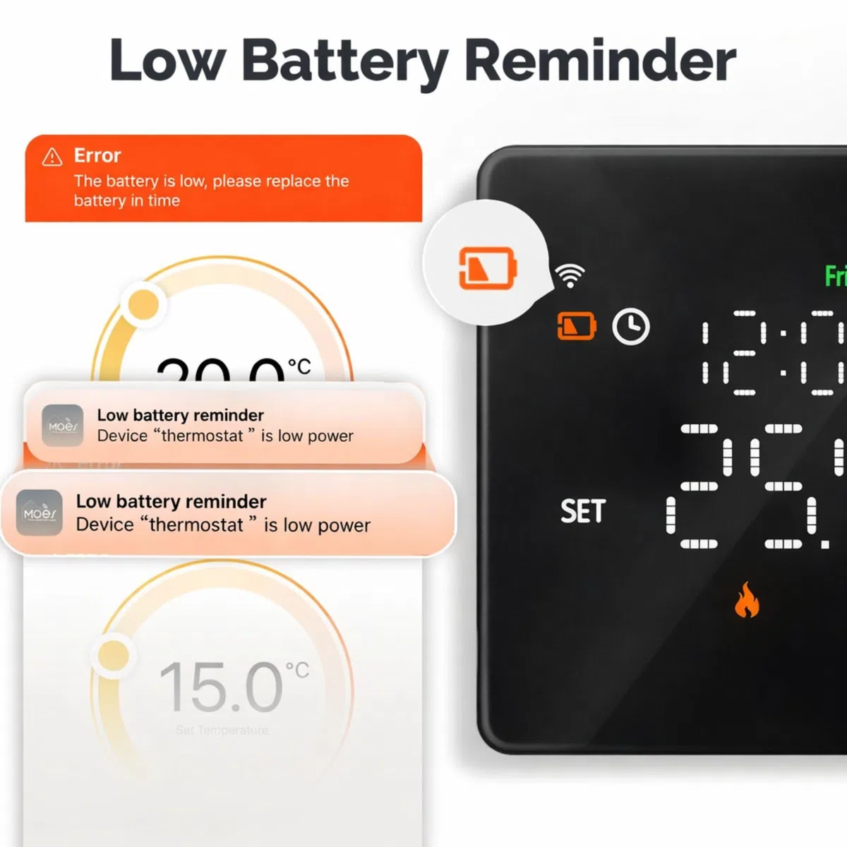 Termostato WiFi 503 a Batteria Nero, Per Caldaia a Gas, Montaggio Parete o Da Incasso Scatola 502 e 503, Programmazione Settimanale, Display Touch 120X86mm, Controllo APP e Manuale