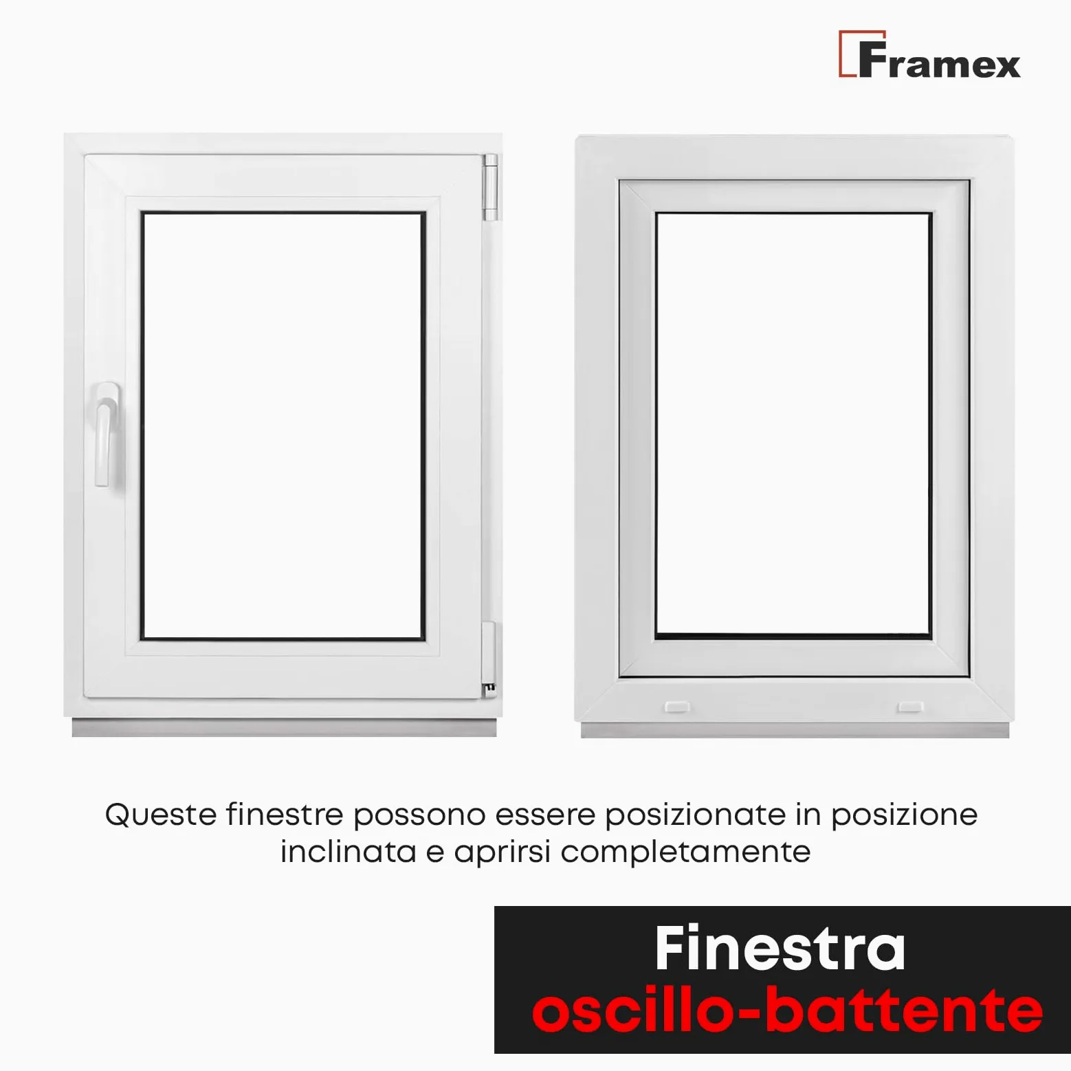Finestra in Plastica Bianca, Larghezza x Altezza 65 x 110 cm (650 x 1100 mm), Triplo Vetri (32 mm), Anta-Ribalta, Girevole DIN Destra – Premium