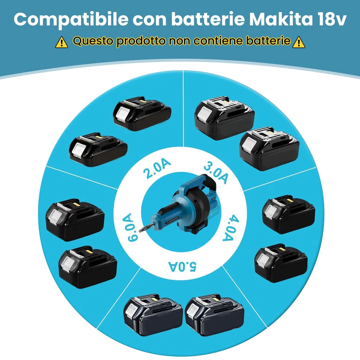 VKE 21V Sturatubi Elettrico, 24FT Sonda Sturatubi, Adatta per Tubi da 20-75 mm, Pulitore di scarico senza fili per fognature, Bagni, WC (Caricabatteria non Incluso)