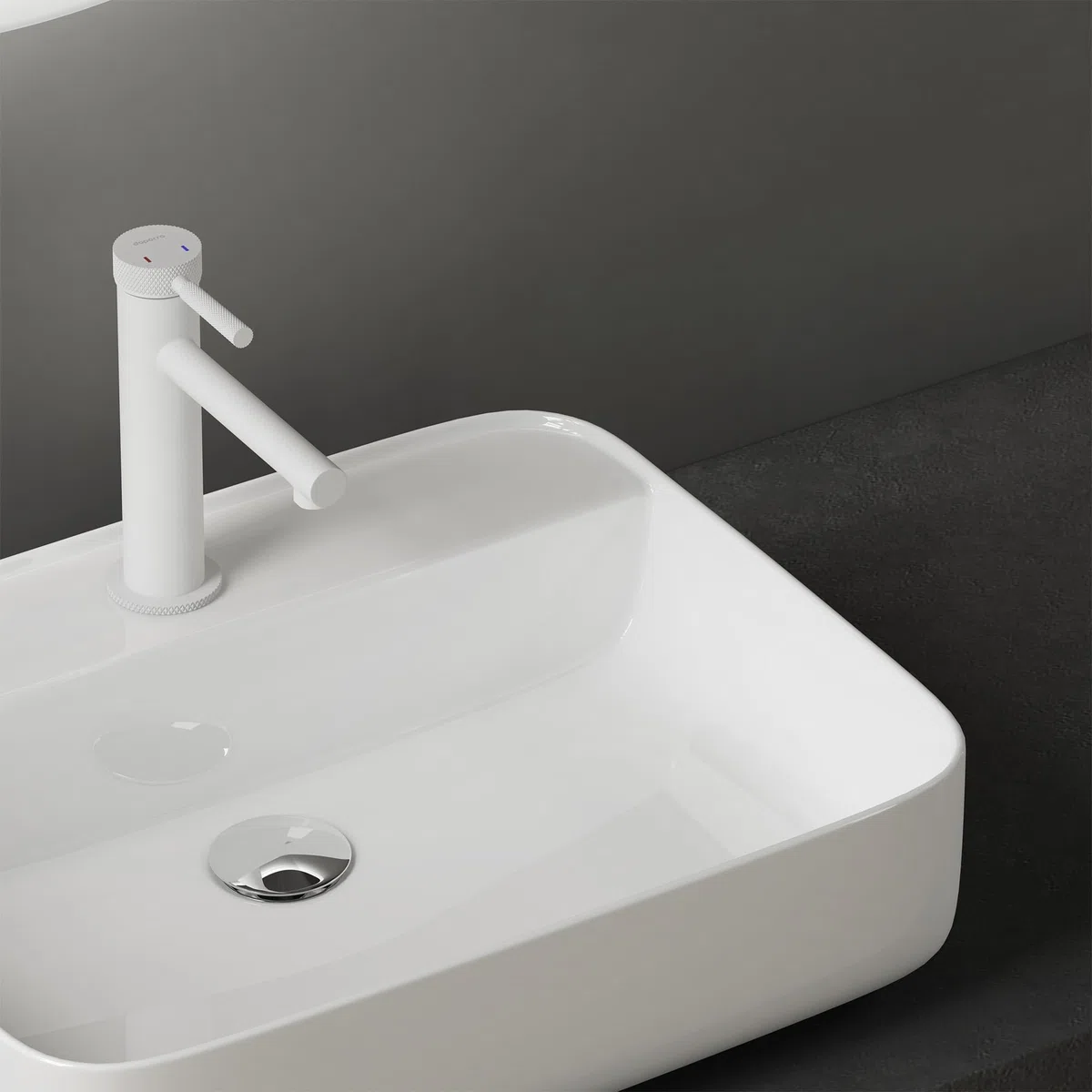 doporro Lavabo da Appoggio 50x40x13,5cm, Lavandino Bagno Brüssel107 in Ceramica con Nano Rivestimenti inclusi, Bianco