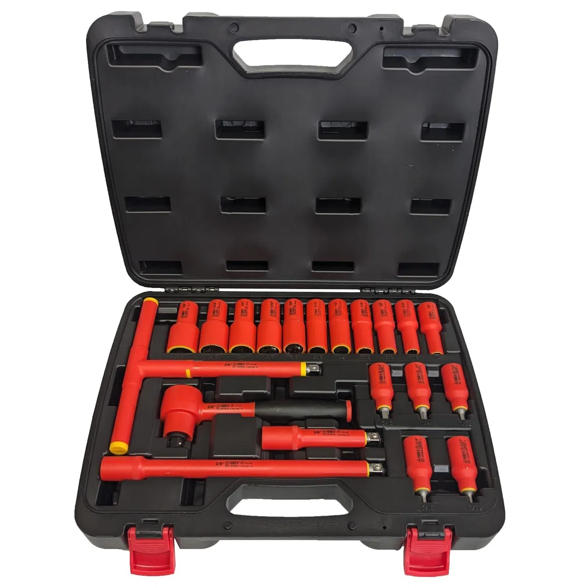 Set di chiavi a bussola SAE isolate da 1000 V, 20 pezzi da 3/8", 5 punte esagonali